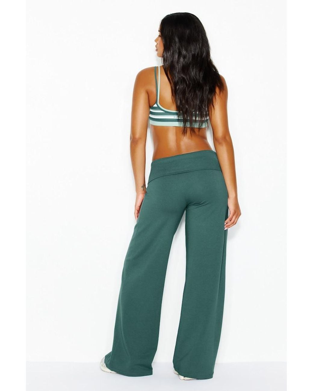 Garage Green Brushed Stretchterry Wide Leg Pants
