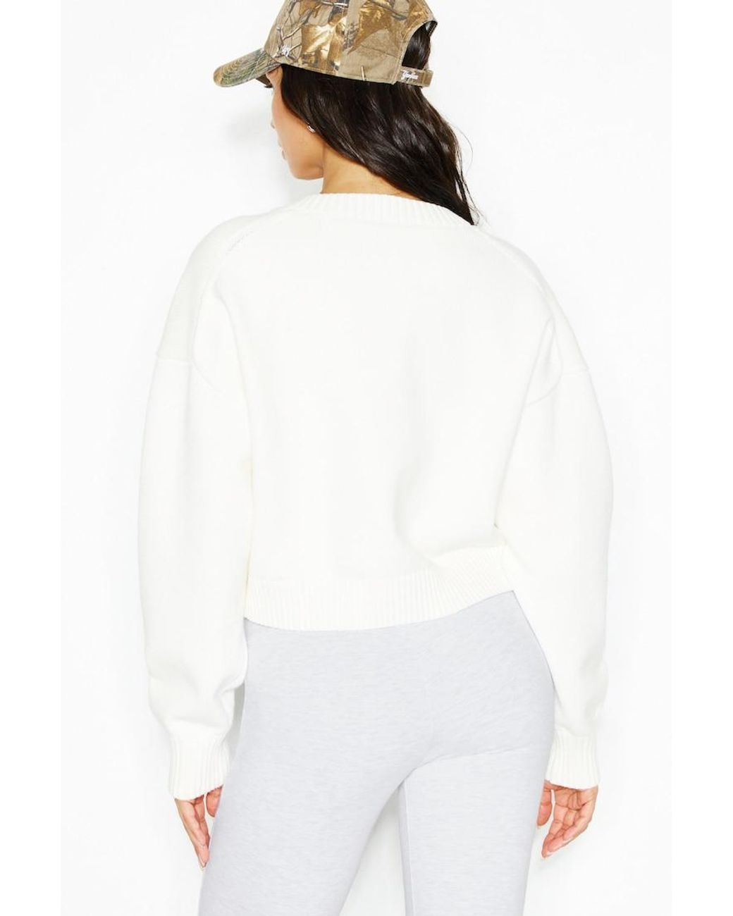 Garage White Throwover V-Neck Sweater