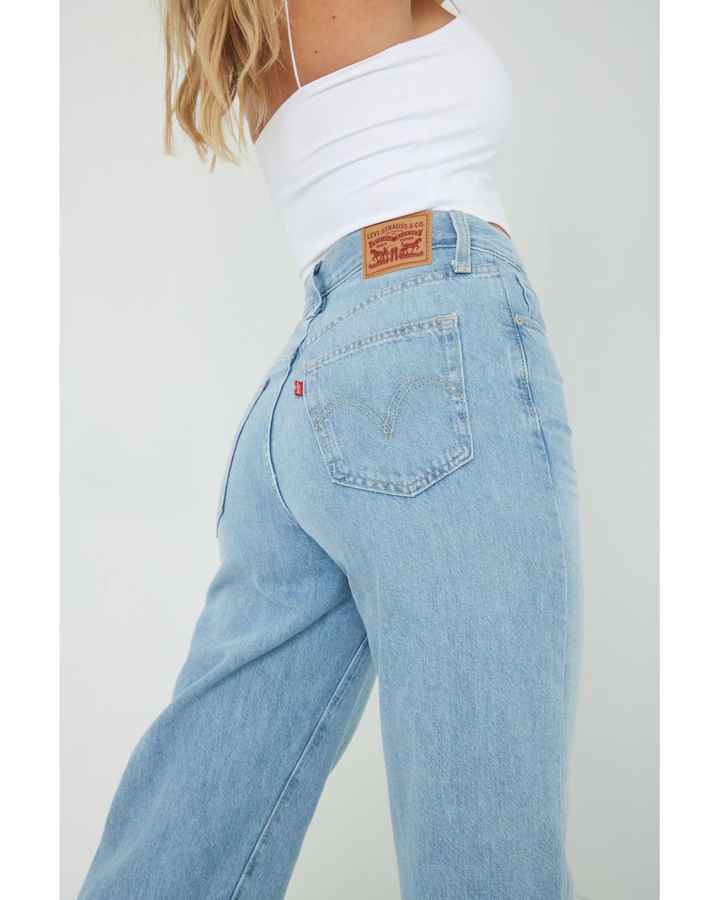 Garage Levi's High Waisted Straight Jean in Blue | Lyst