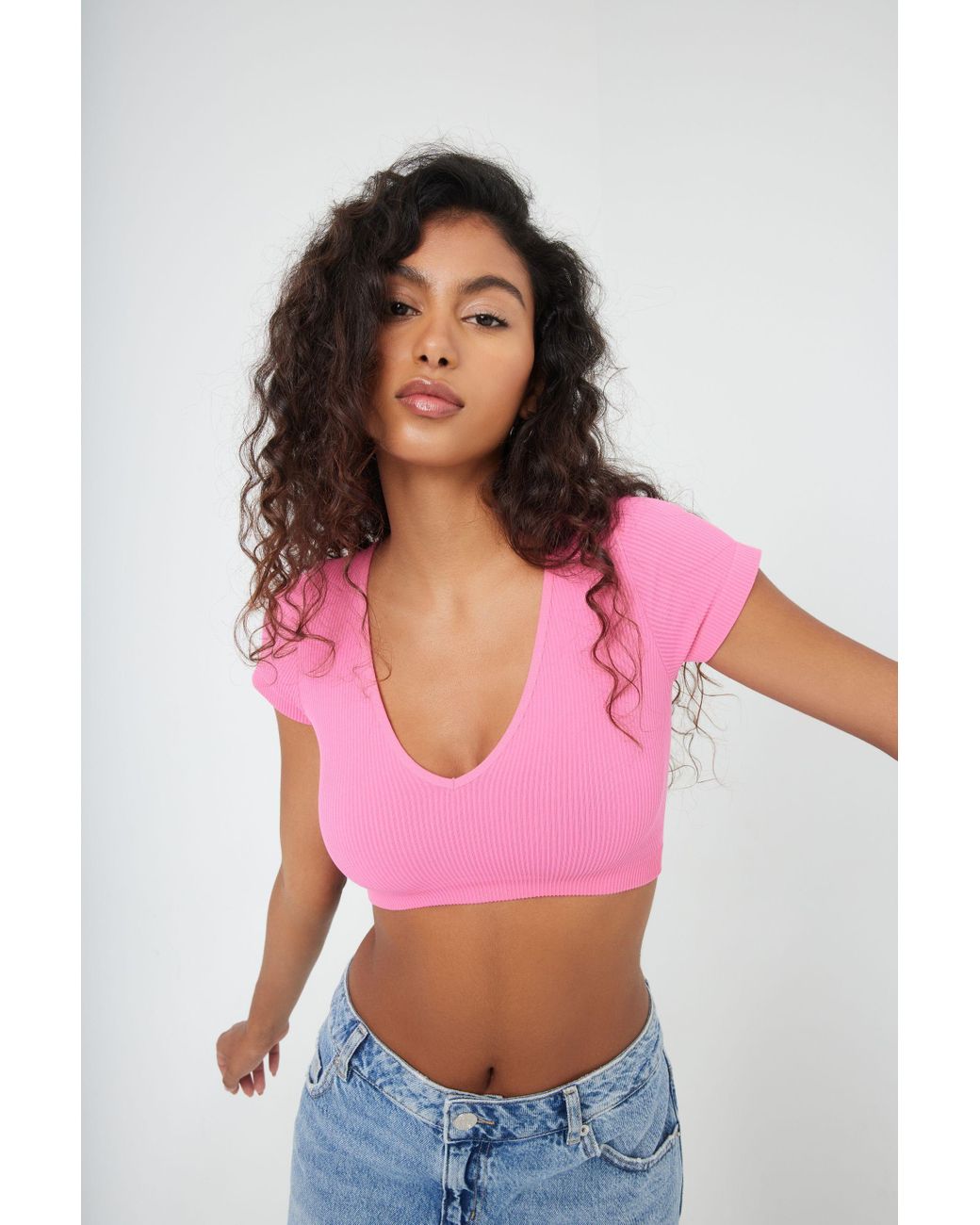 Garage Stacie Seamless Vneck Tee in Pink Lyst