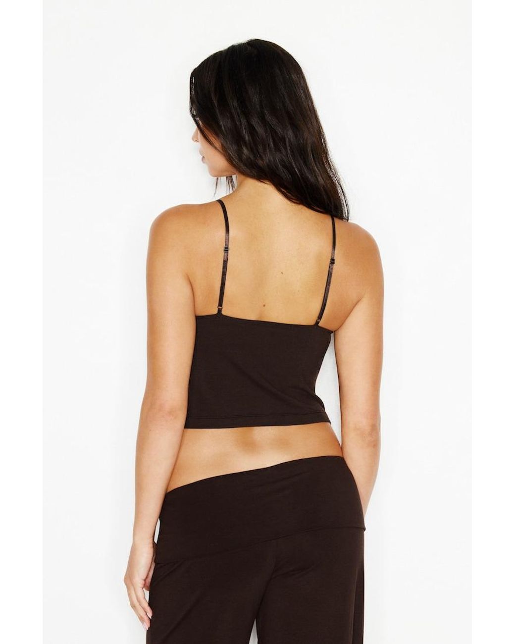 Garage Black Plunge Lace Trim Cami Top