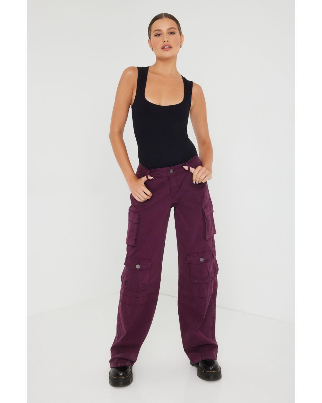 Garage Carter Low Rise Wide Cargo Pant in Red Lyst
