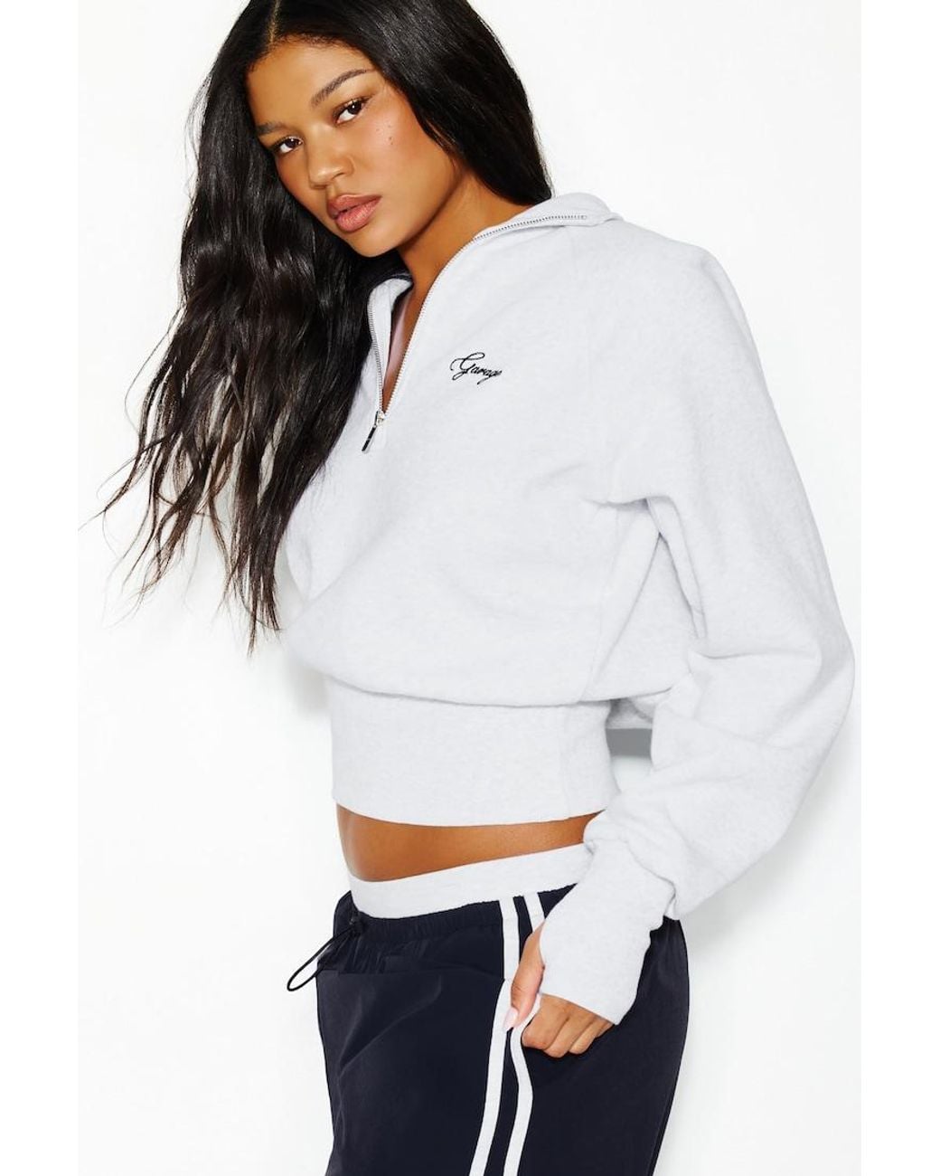 Garage White Ultrafleece Funnel Half Zip Sweatshirt