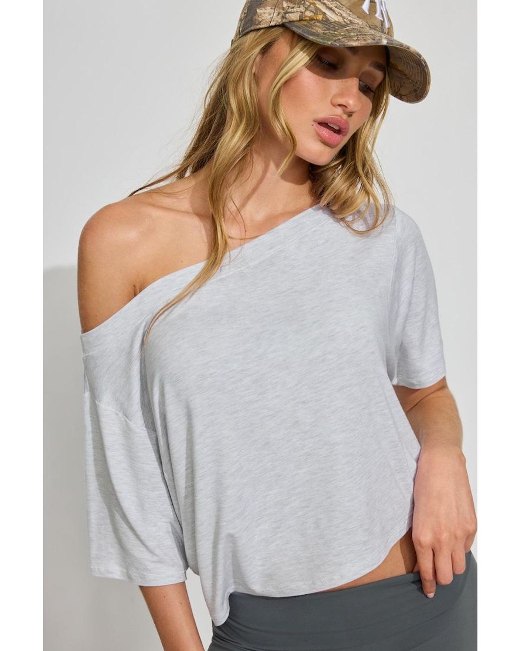 Garage Wide Boat Neck Banded Tee in Gray | Lyst