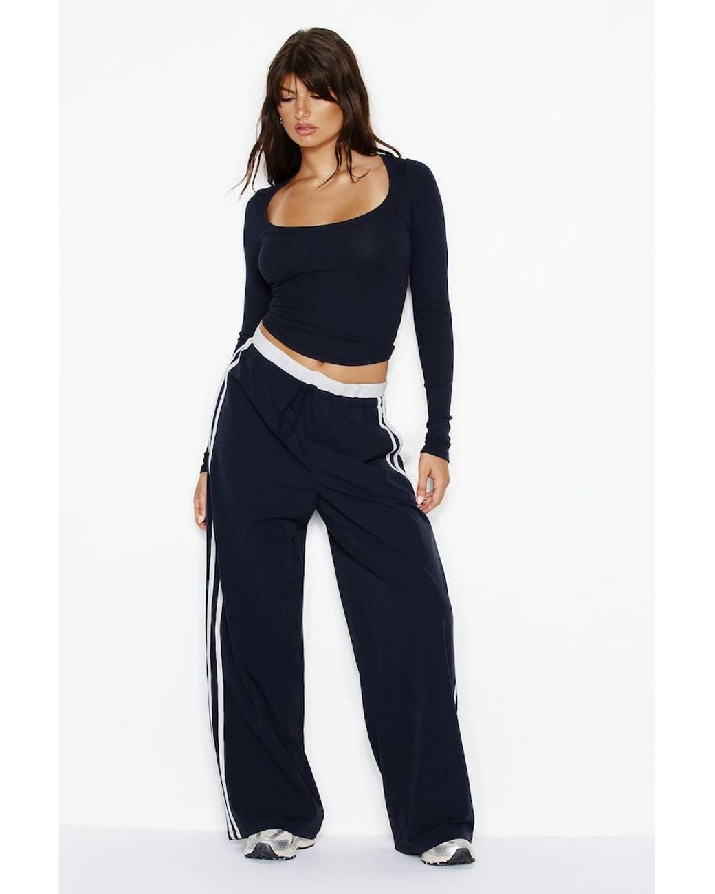 Garage Blue Snatchrib Scoop Neck Longsleeve Top