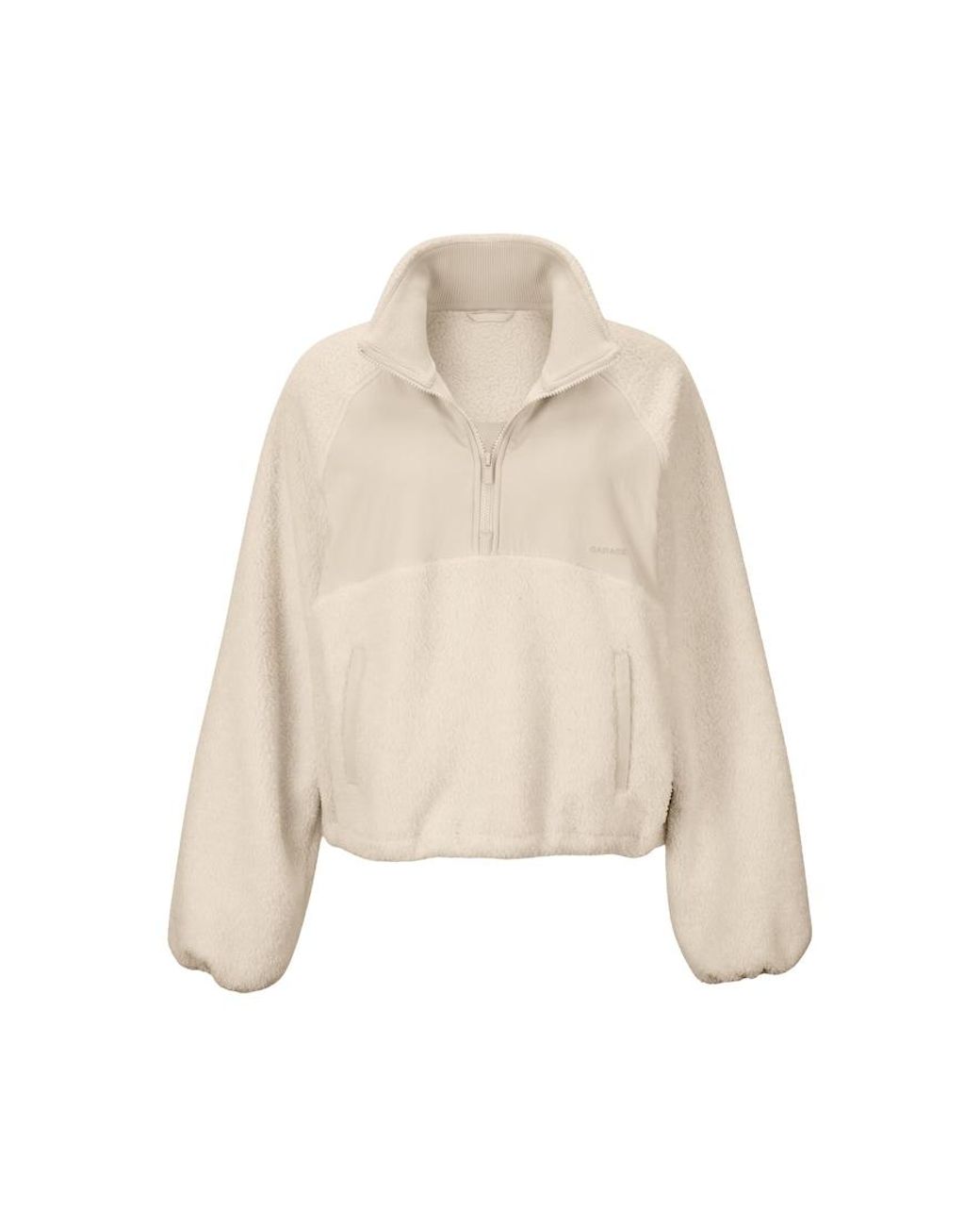 Garage Natural Sherpa Mixed Media Half Zip Jacket