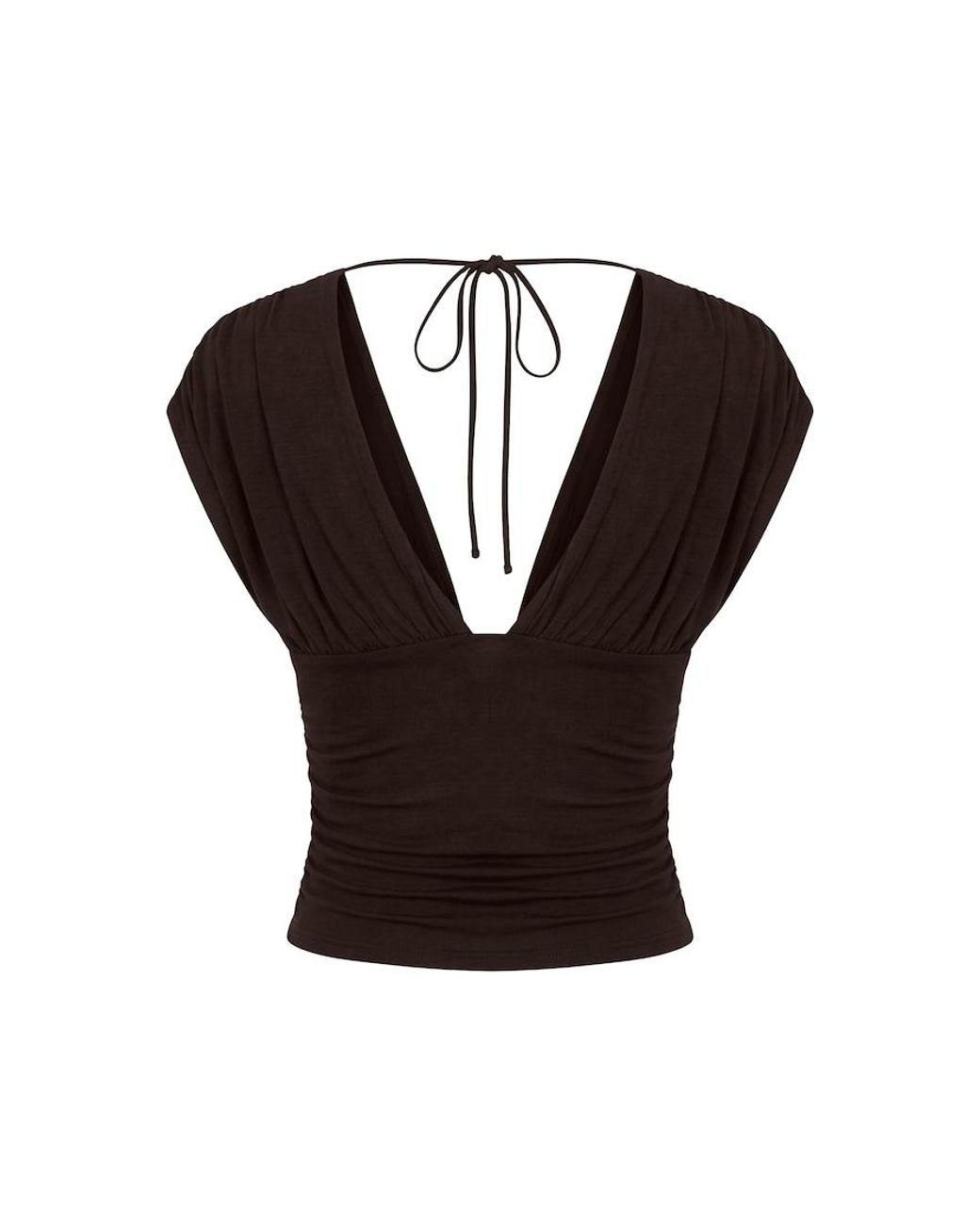 Garage Black Plunge Open Tie Back Top