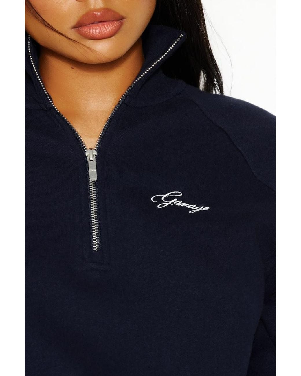 Garage Blue Ultrafleece Funnel Half Zip Sweatshirt