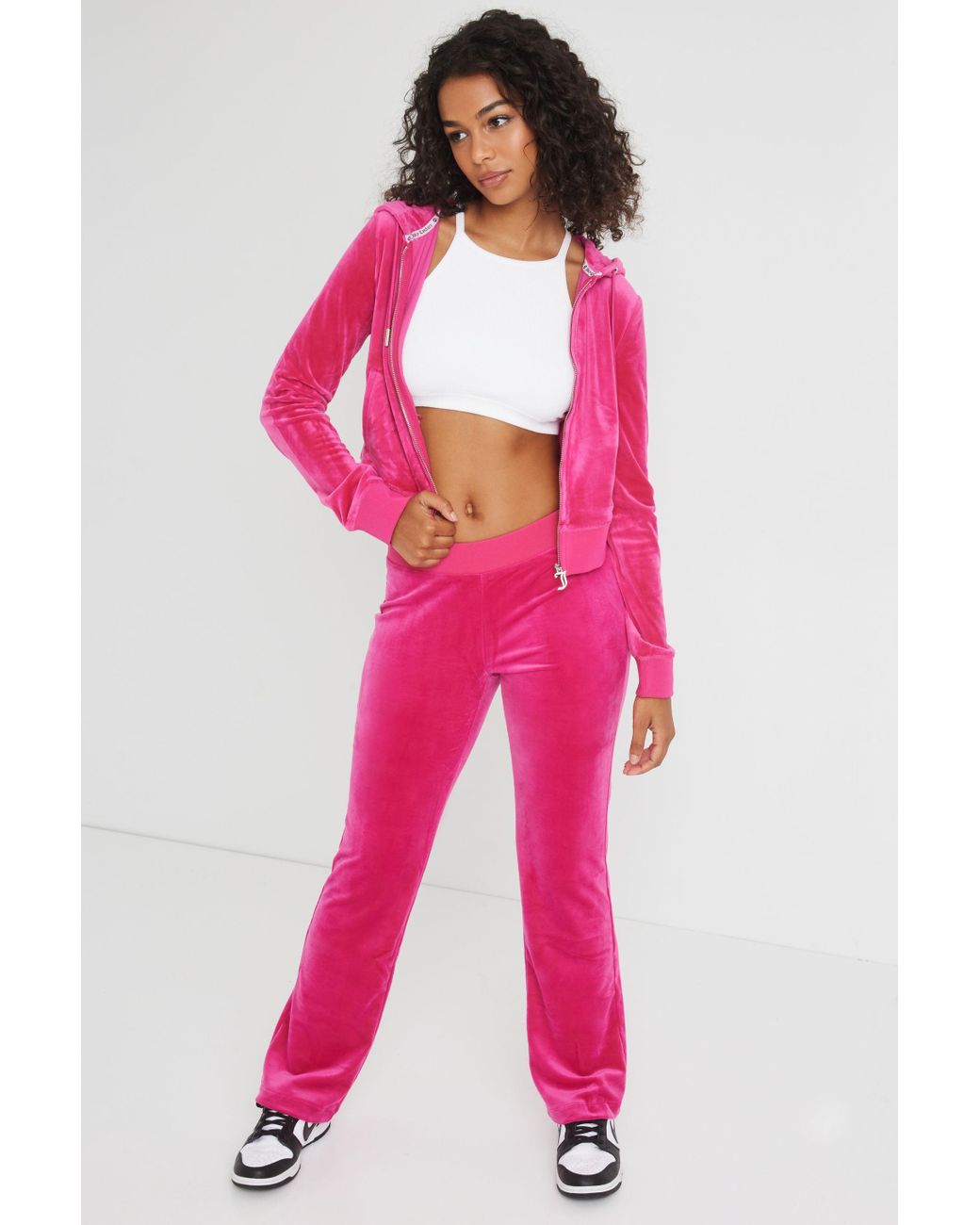 Garage Juicy Couture Og Big Bling Velour Track Pants in Pink | Lyst