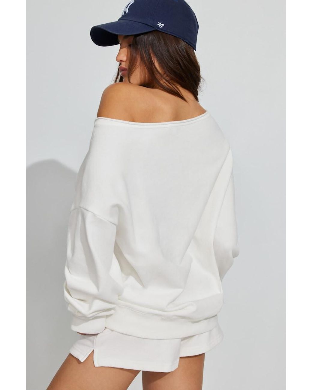 Garage White Softterry Off Shoulder Sweatshirt