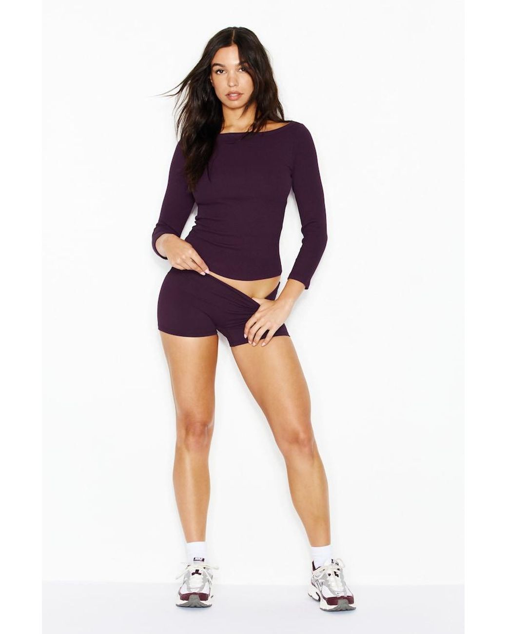 Garage Purple Snatchrib 3/4 Sleeve Top