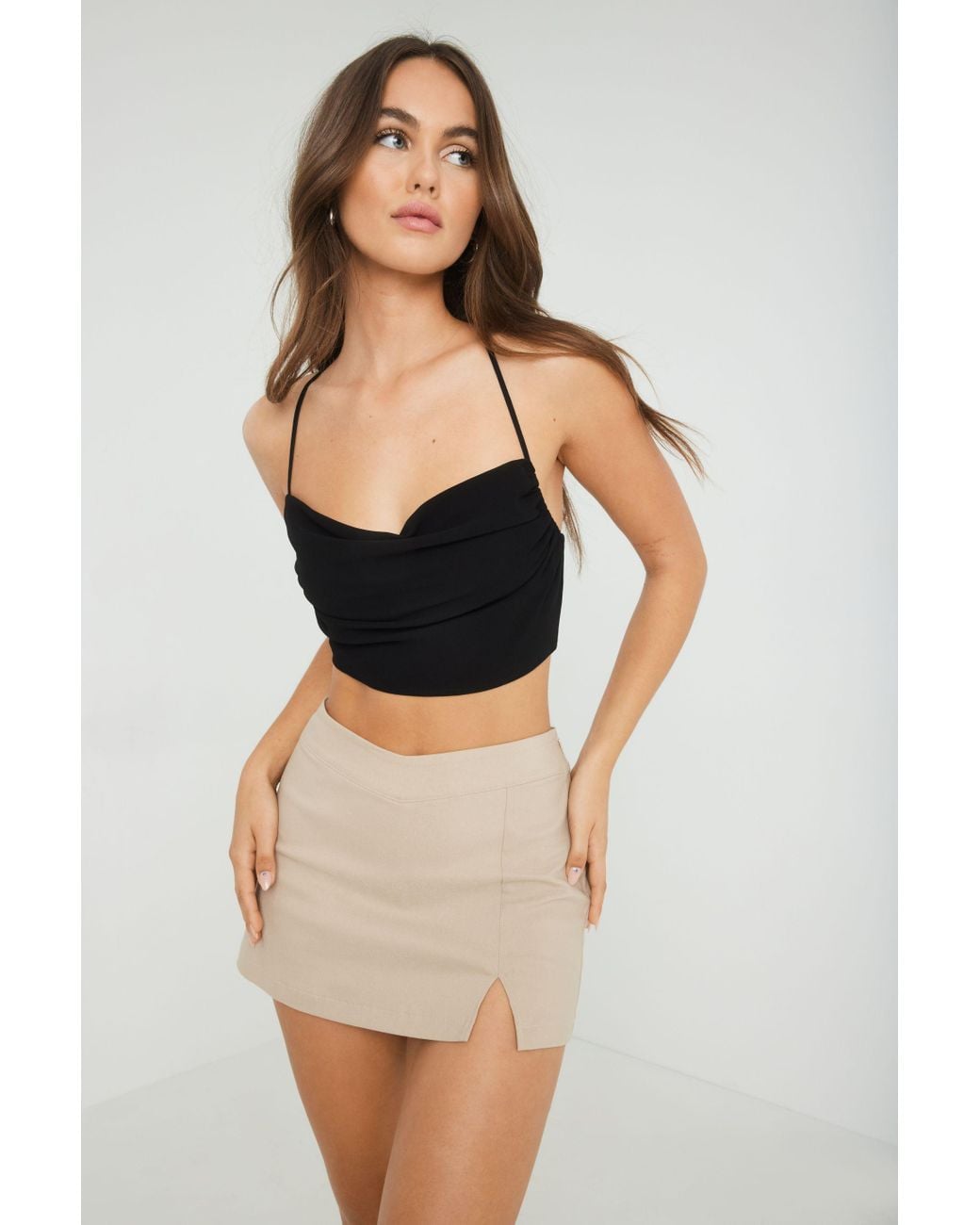 Garage Carla Cowl Neck Cami in Black | Lyst