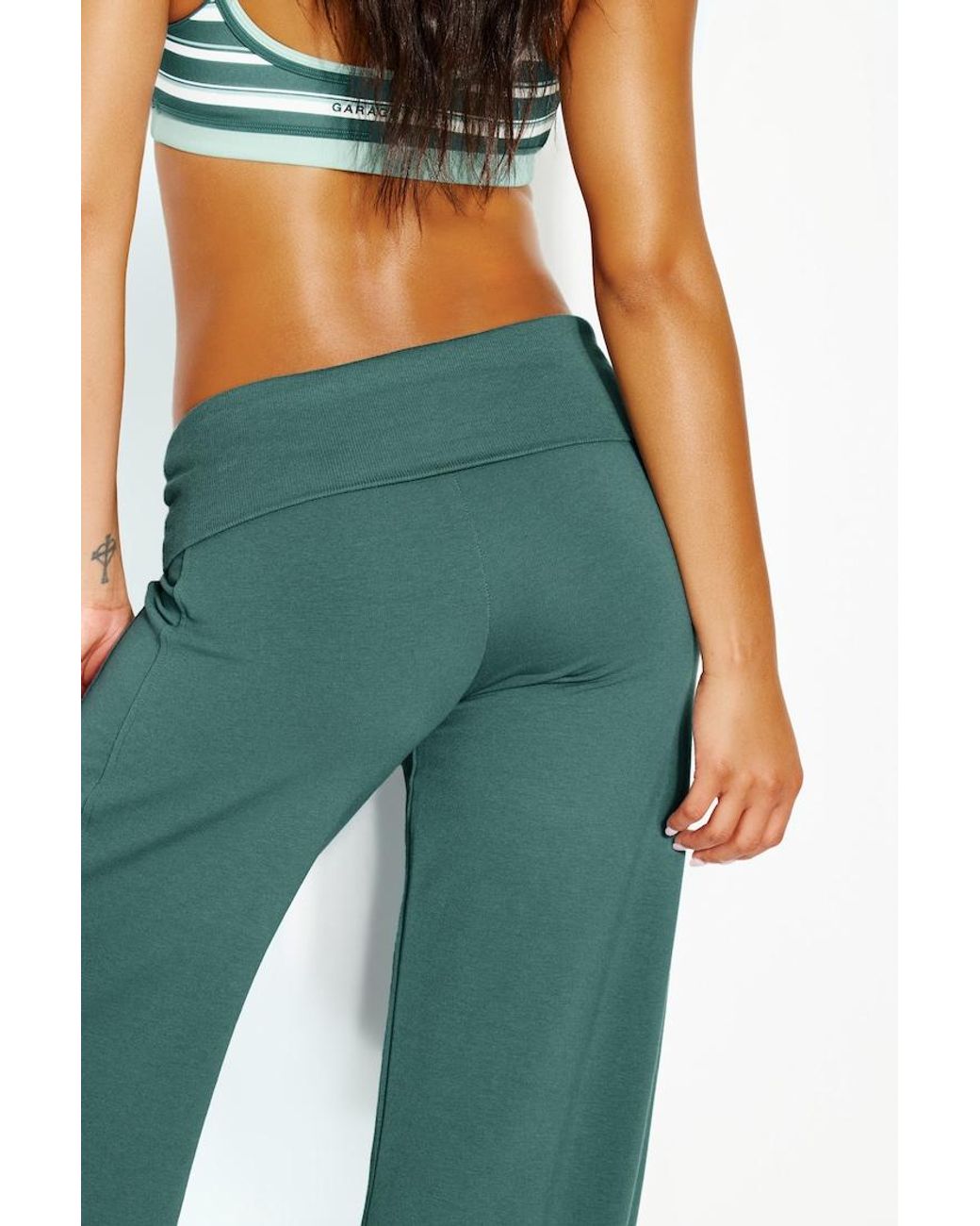 Garage Green Brushed Stretchterry Wide Leg Pants