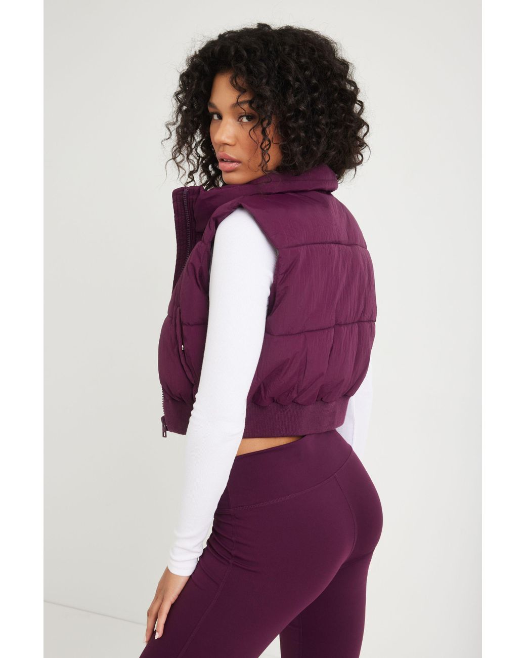 burgundy puffer vest womens