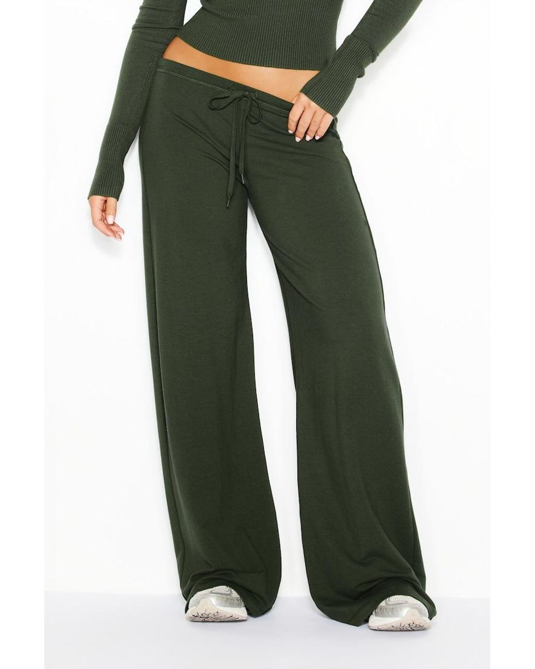 Garage Green Stretchterry Wide Leg Pants