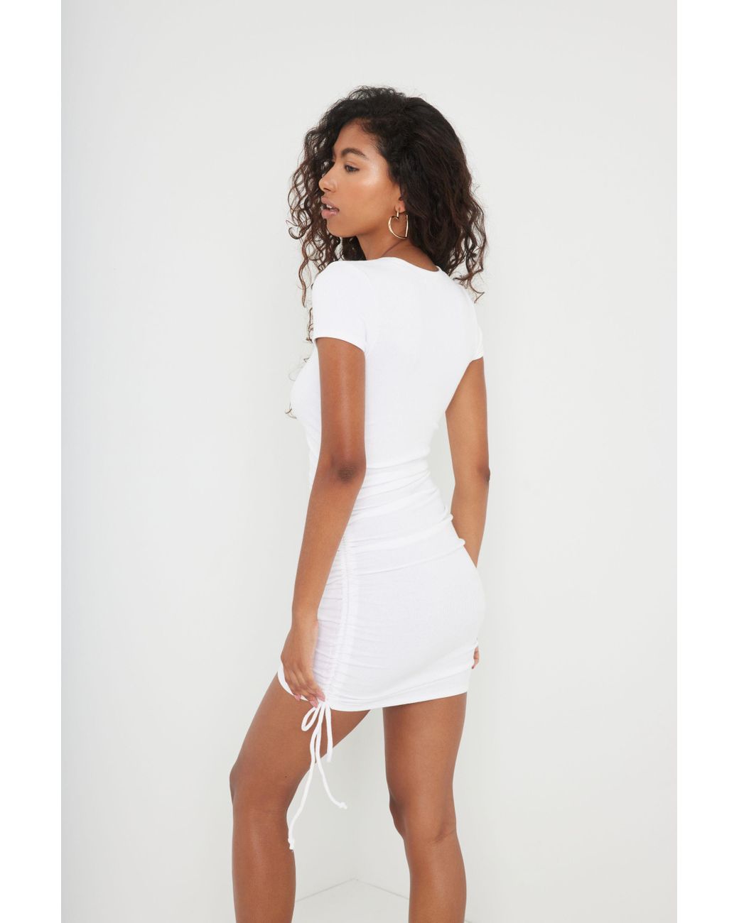 Garage Reina Ruched T shirt Dress in White Lyst