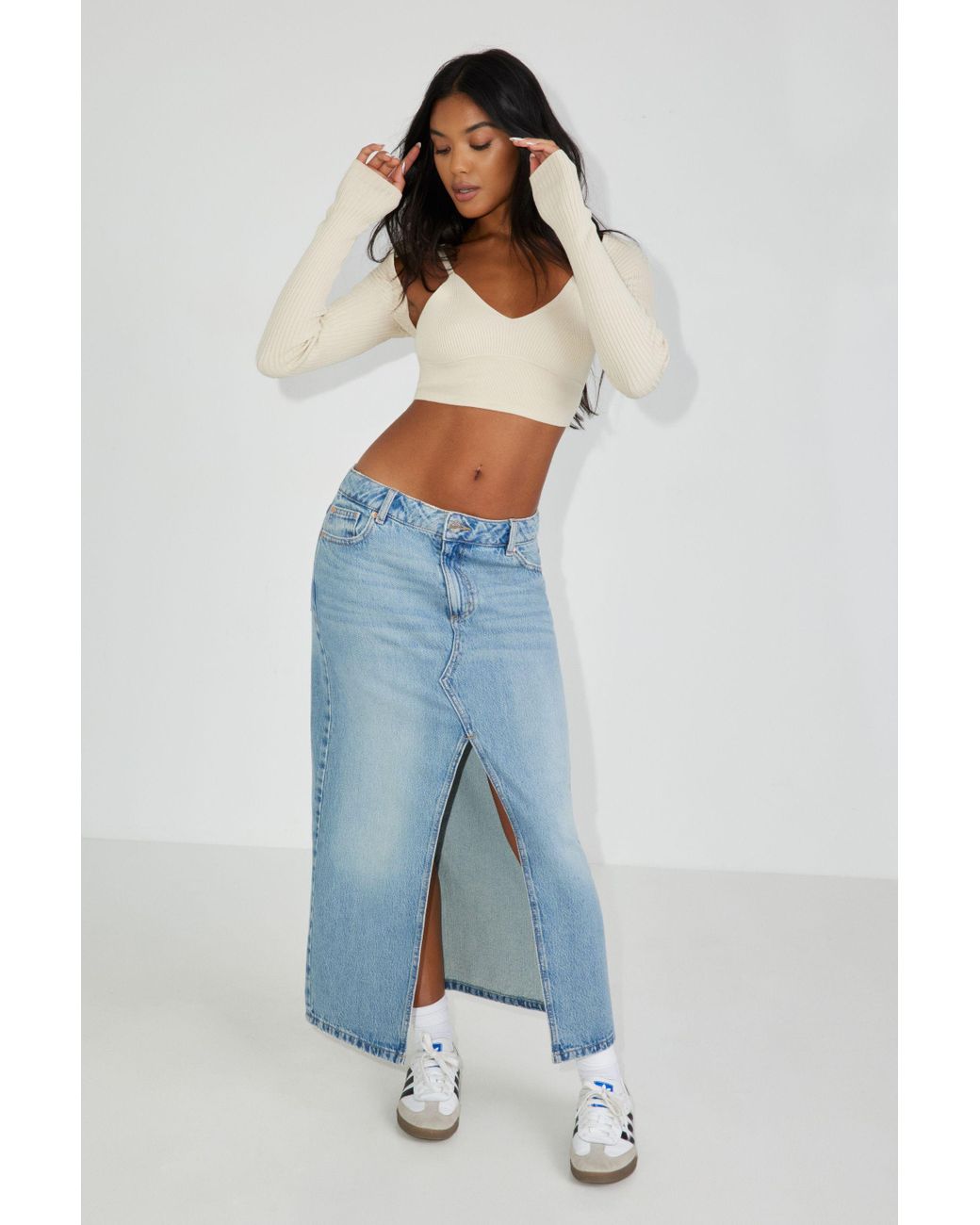 Garage Denim Maxi Skirt in Blue Lyst