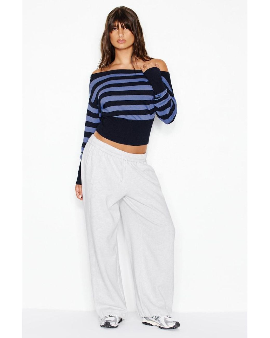 Garage Blue Off Shoulder Reset Long Sleeve Top