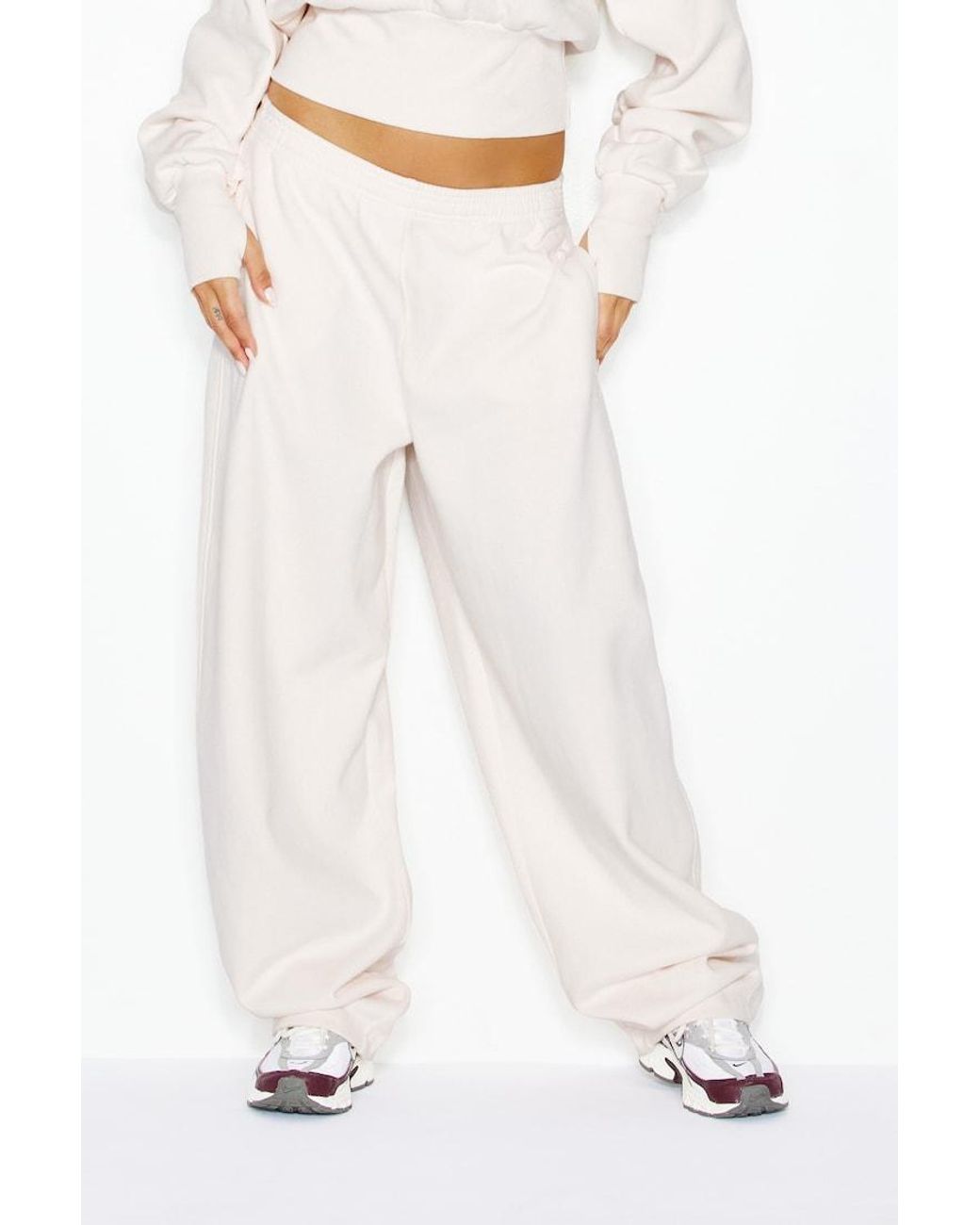 Garage White Ultrafleece Barrel Leg Sweatpants