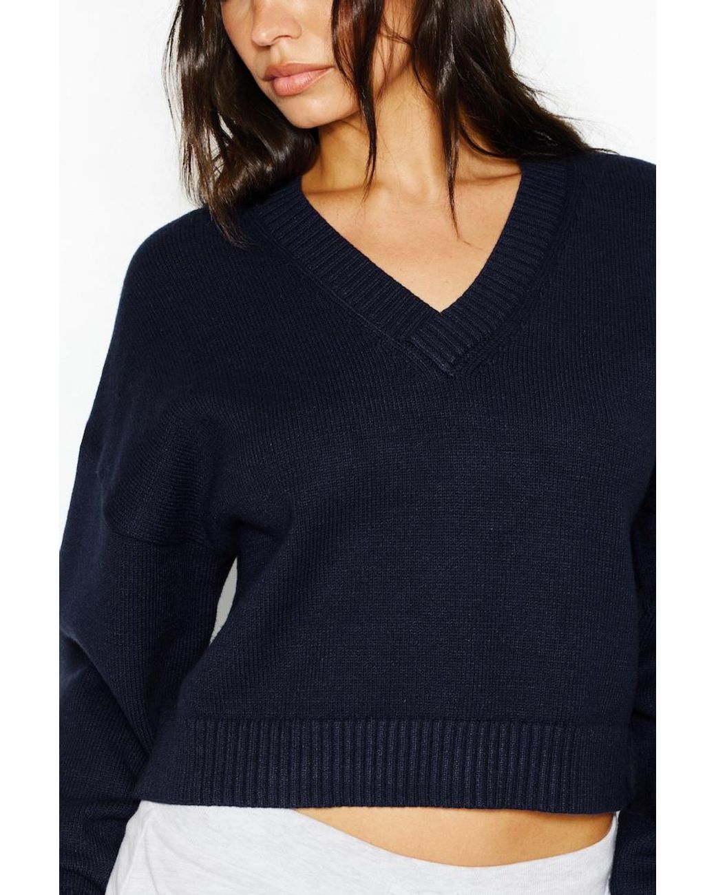 Garage Blue Throwover V-Neck Sweater