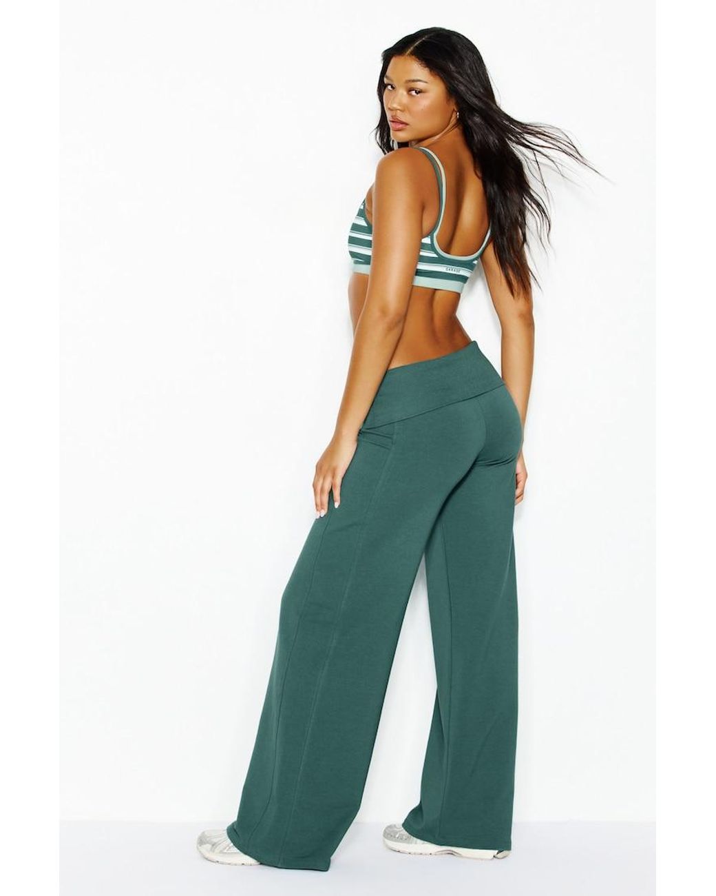Garage Green Brushed Stretchterry Wide Leg Pants
