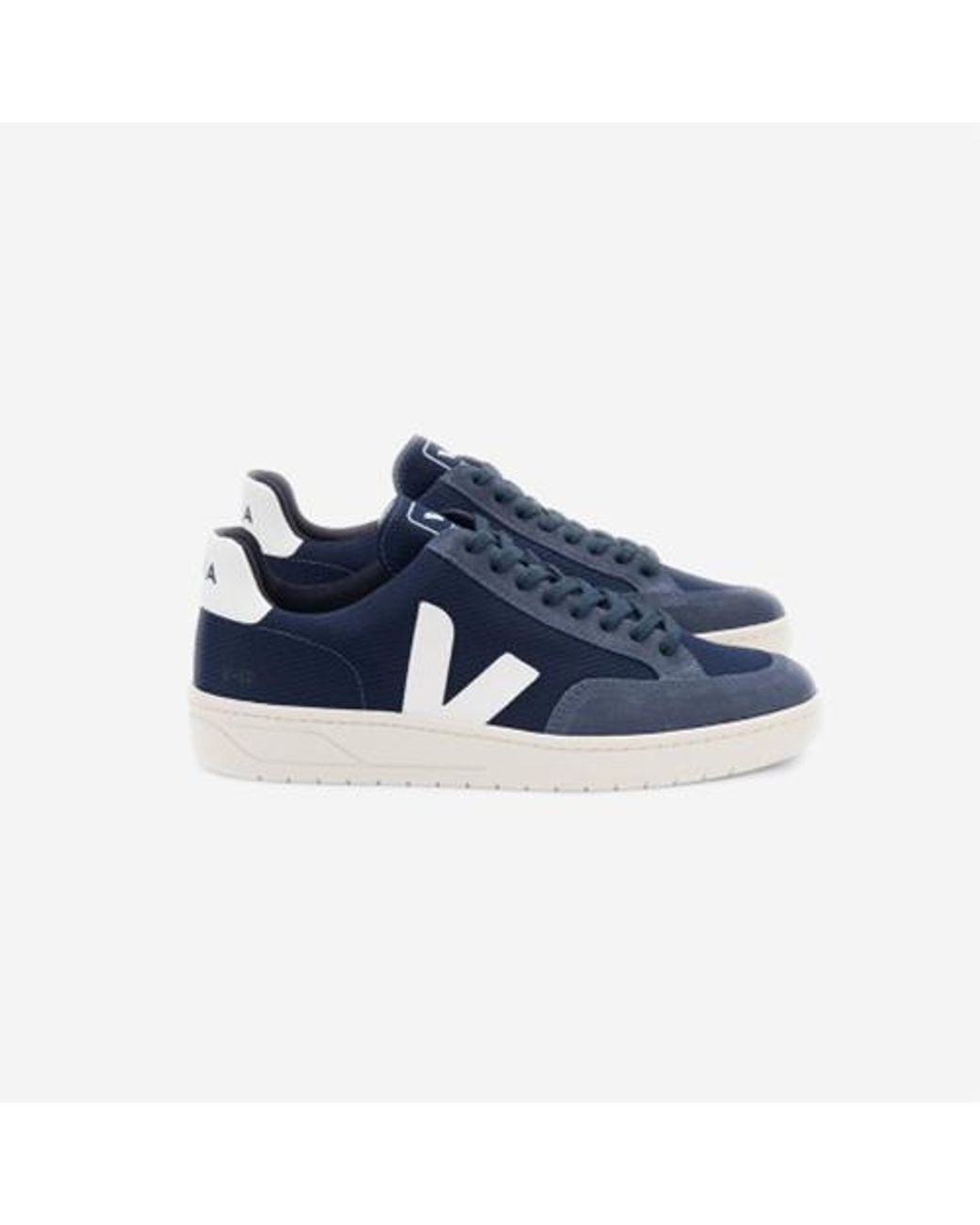 Veja V-12 Leather And Rubber-trimmed Suede And B-mesh Sneakers in Navy (Blue) for Men - Save 34%