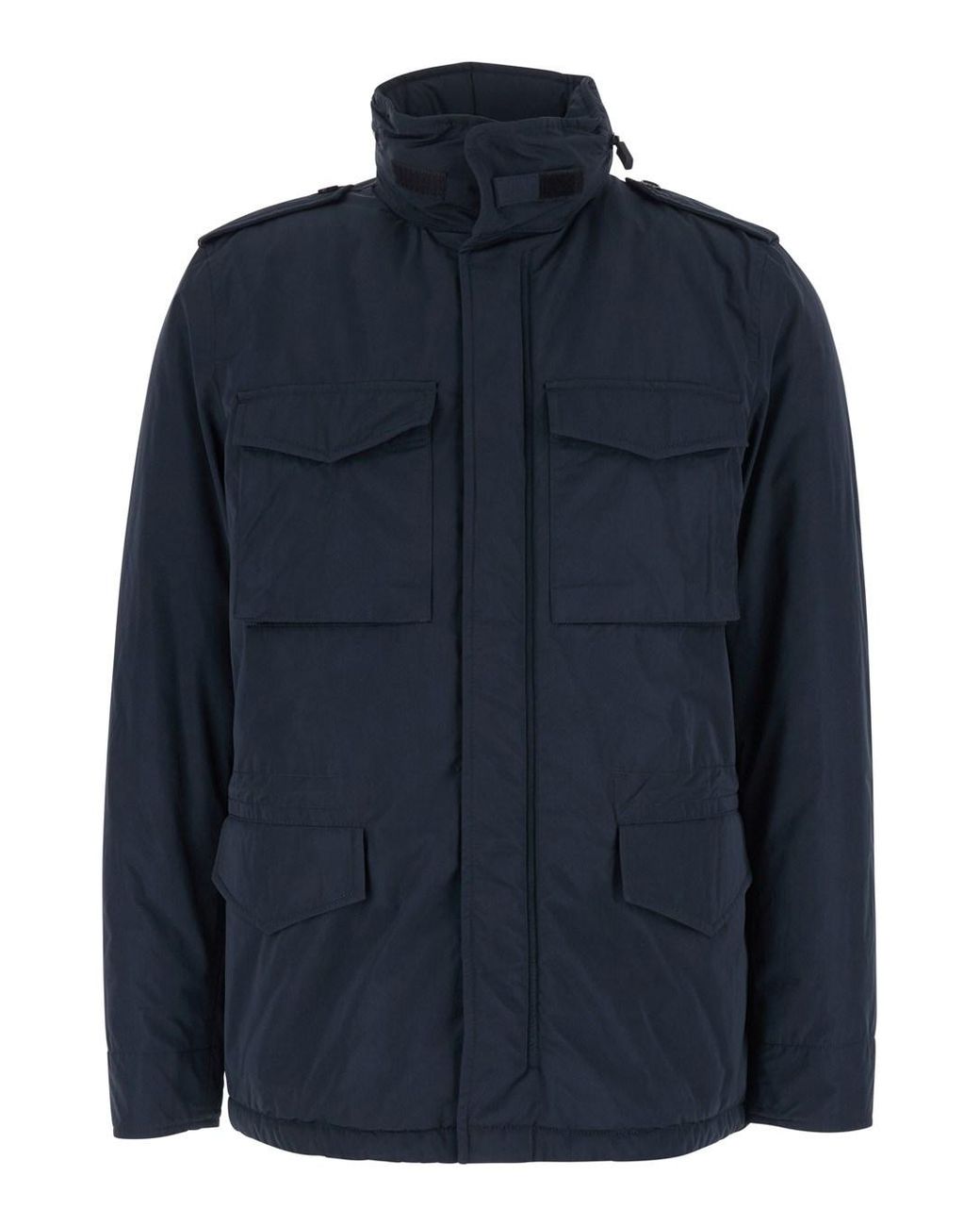 Aspesi Blue Jacket Tech Fabric Polyester Coat for men