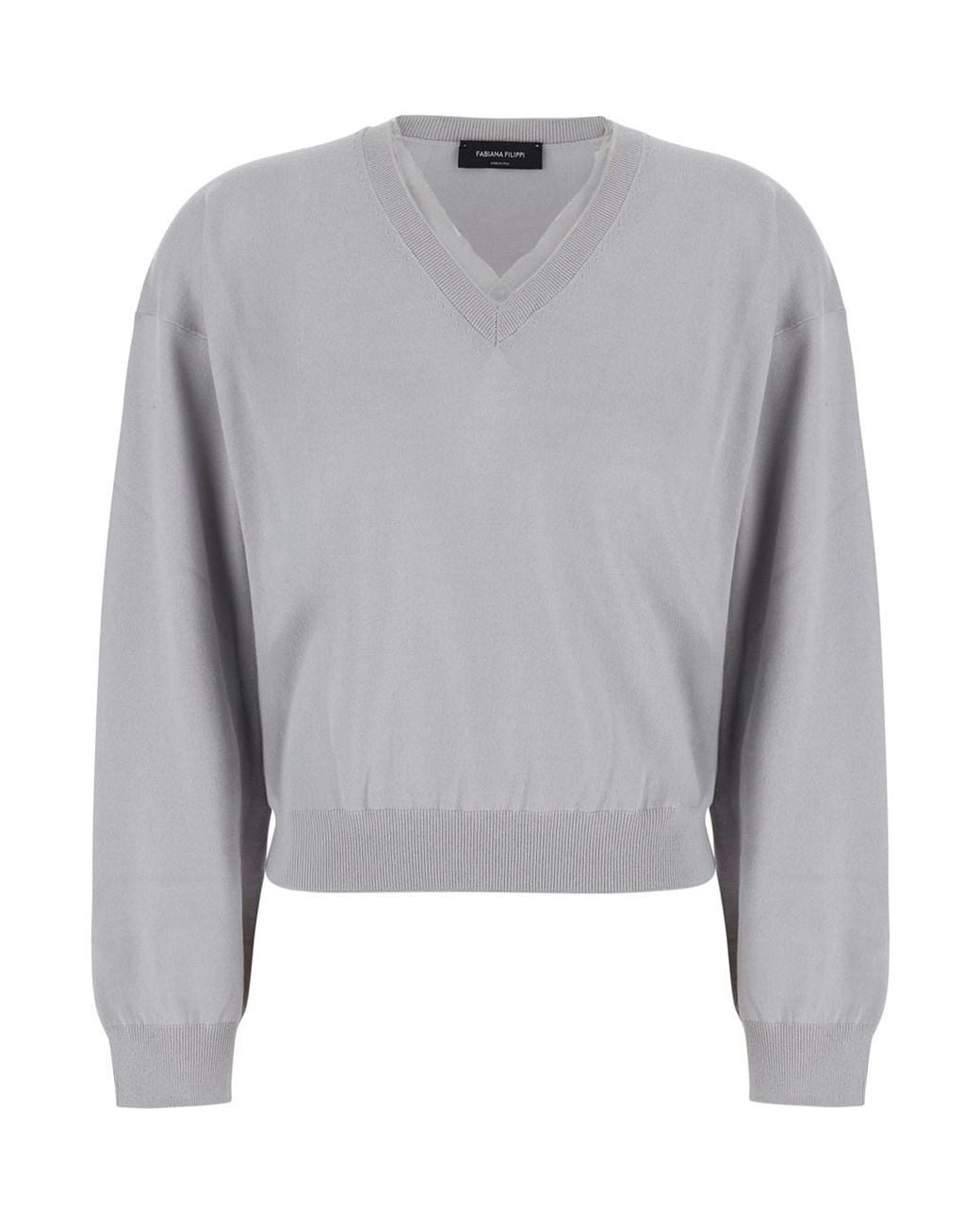 Fabiana Filippi Gray Sweater Wool-Cotton Wool Cotton Tops