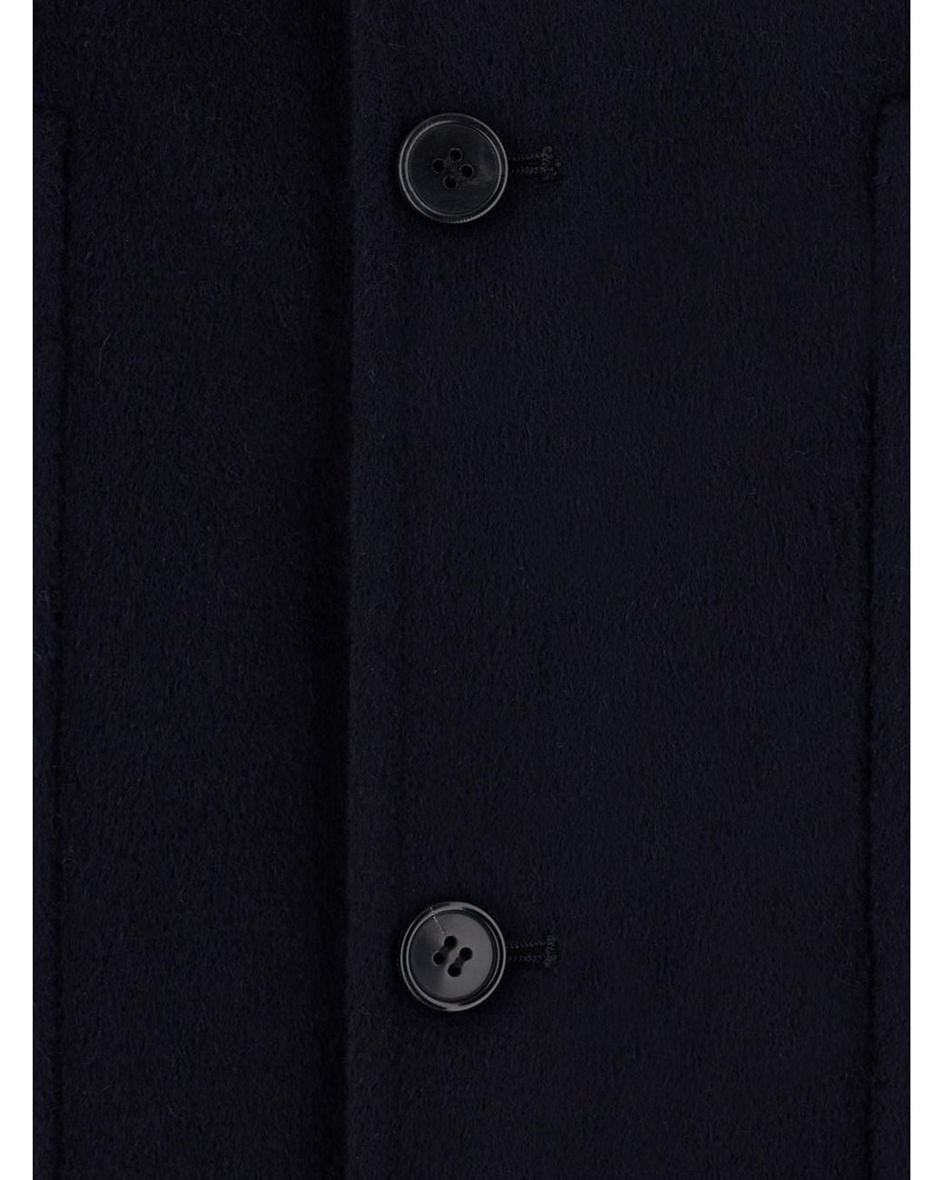 Low Brand Blue Double Wool Jacket With Shirt Collar And Zip Closure Me for men