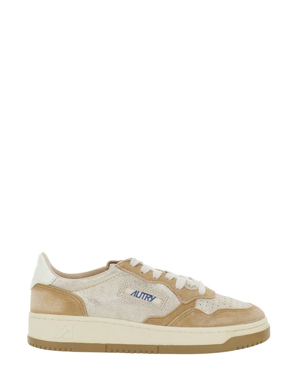 Autry Natural Medalist Low Top Sneaker With Logo Leather & Suede Detail