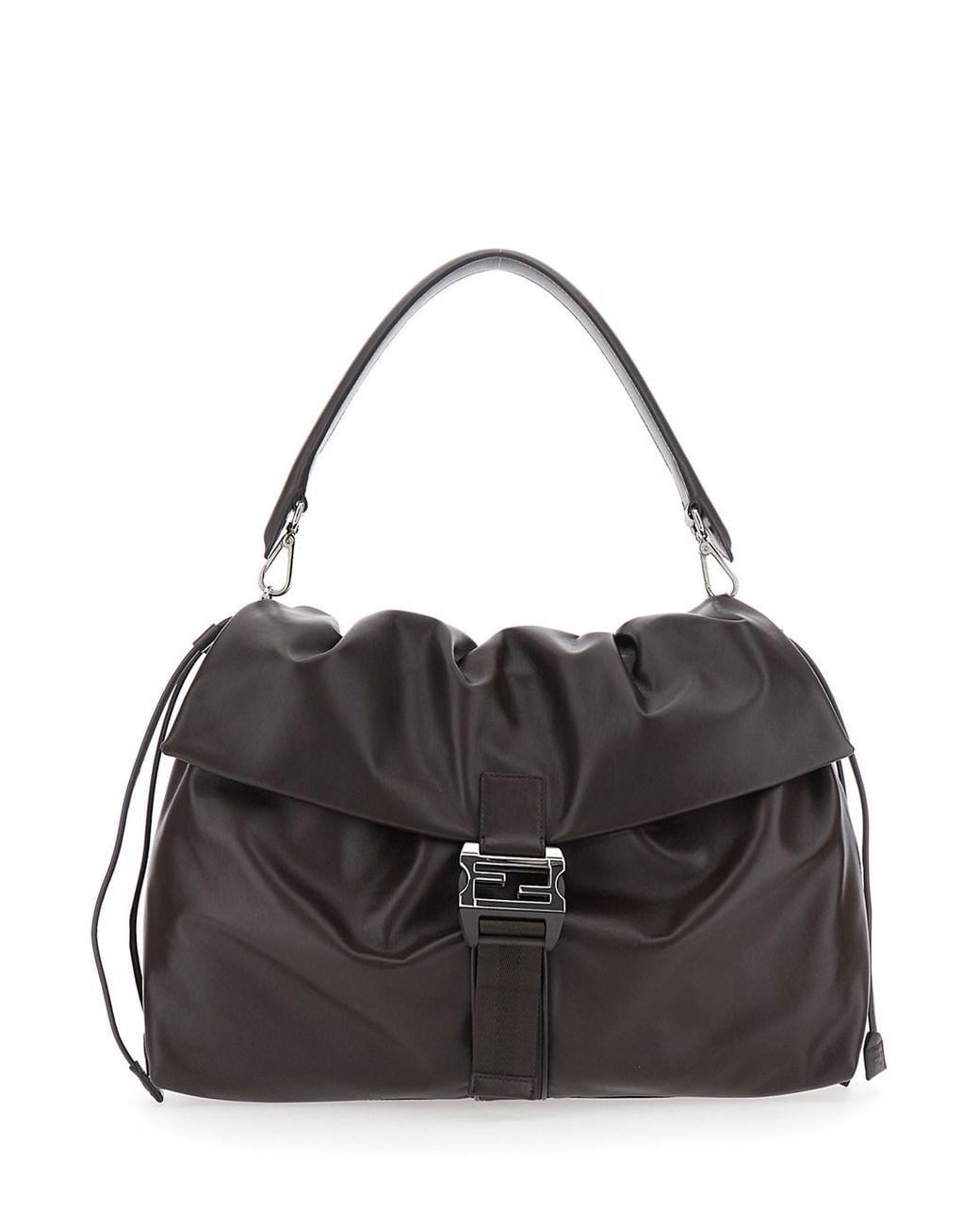 Fendi Black 'Mama Baguette Large' Shoulder Bag With Ff Closure On The Front for men