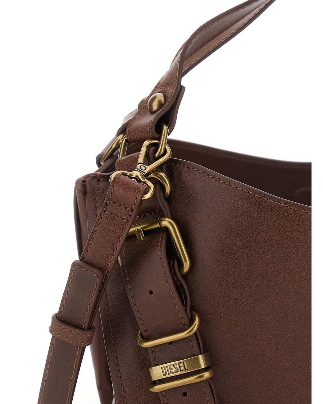 DIESEL Brown 'D-One' Shoulder Bag With Logo On The Front And Decorativ