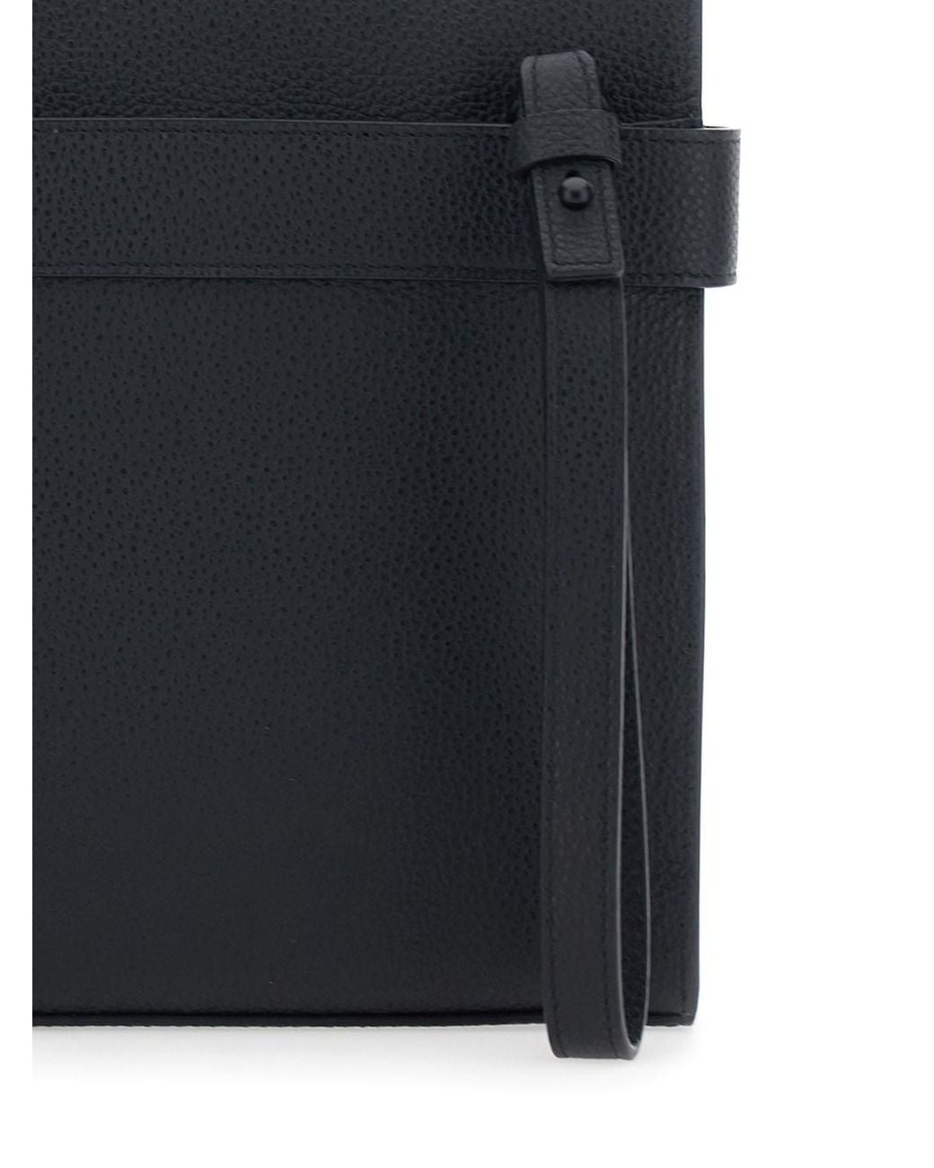 Ferragamo Black Clutch With Hug Side Buckles And Logo for men