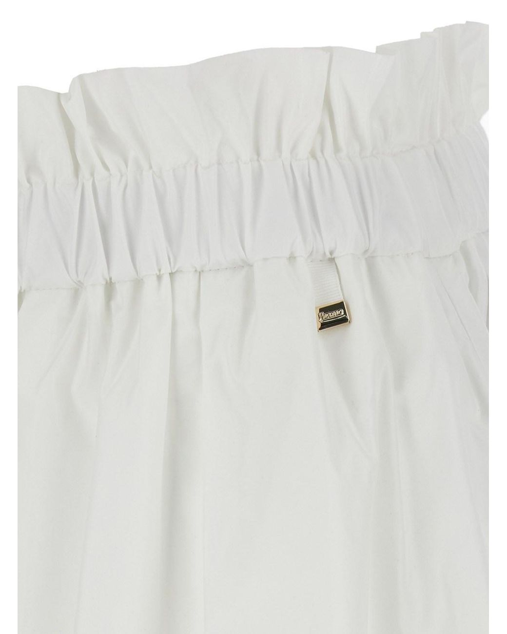 Herno White Skirt With Logo Plaque On The Side And Elastic Waist