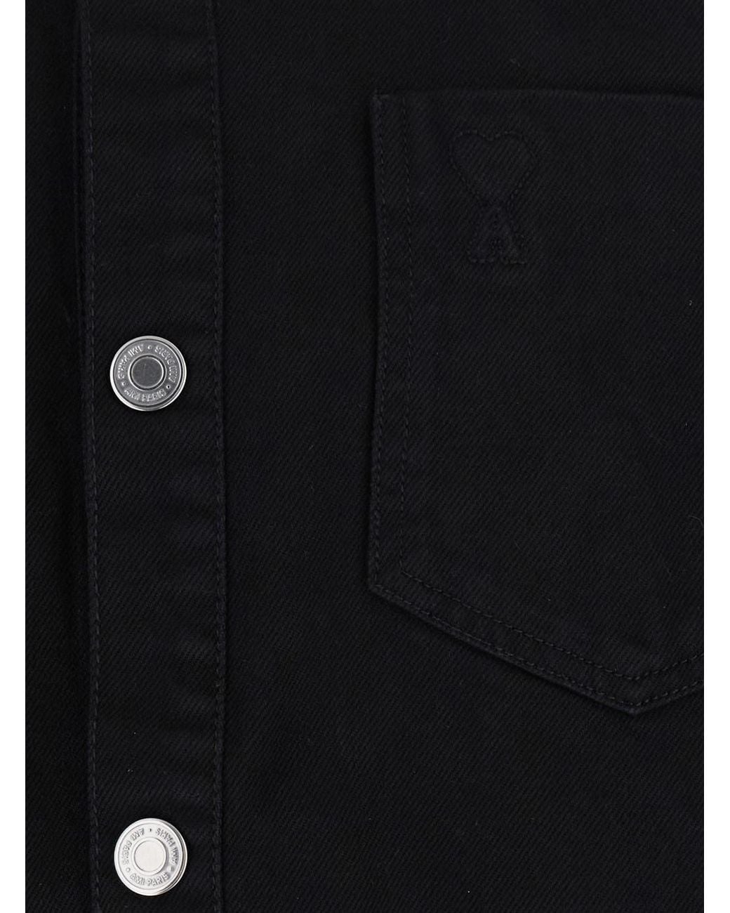 AMI Black Overshirt Ami De Coeur With Classic Collar And Long Sleeves for men
