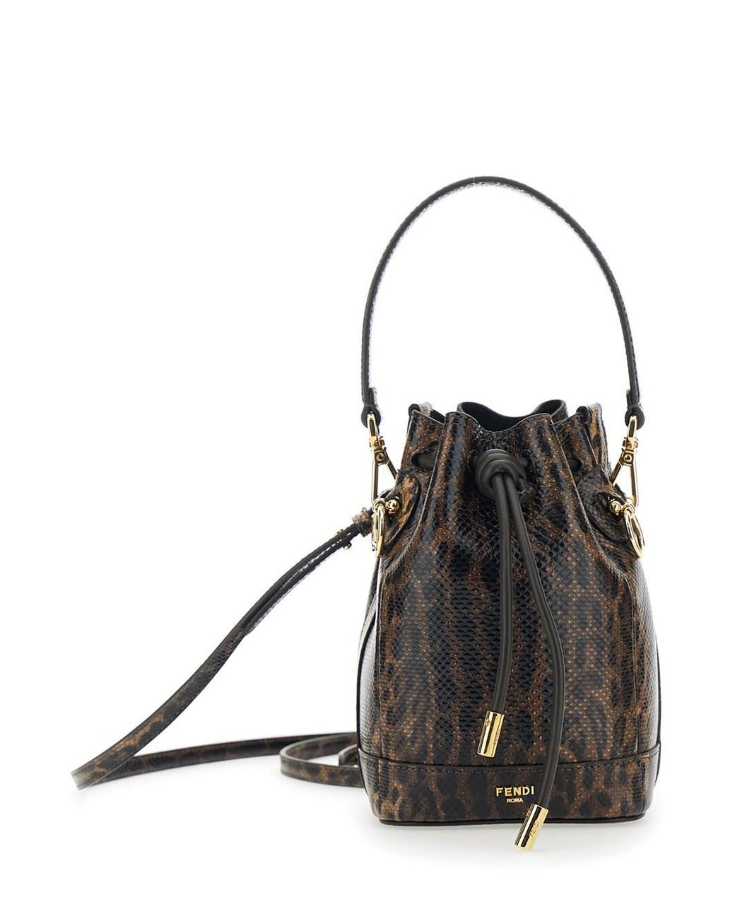 Fendi Black 'Mon Tresor Mini' Handbag With Removable Shoulder Strap And Jaguar Print