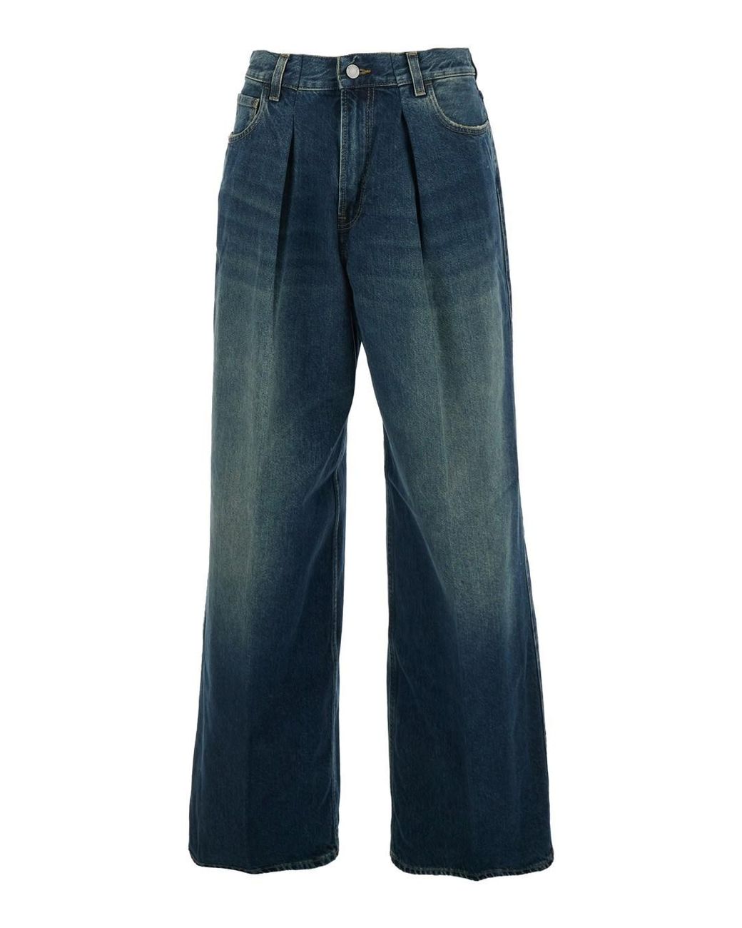 Haikure Blue Jeans With Logo Patch On The Back And Faded Effect