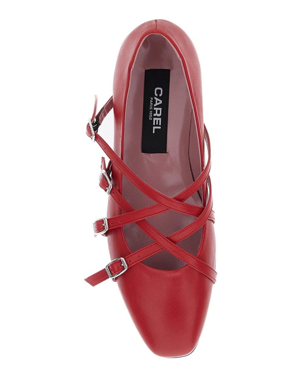 CAREL PARIS Red 'Eloise' Ballet Shoes With Criss-Crossed Adjustable Straps I