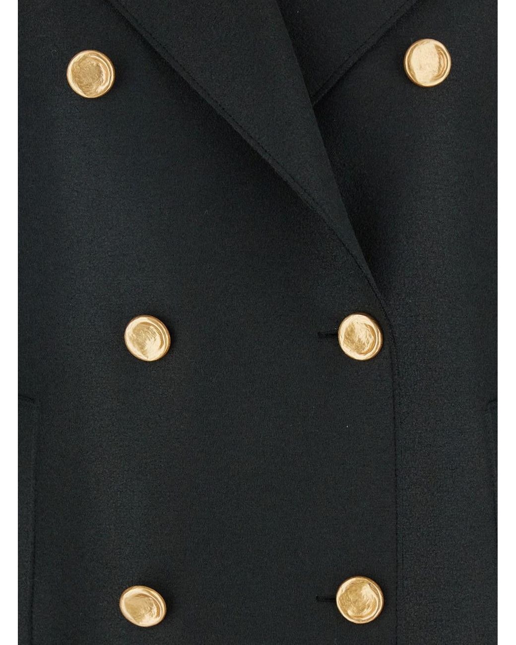 Harris Wharf London Black Double-Breasted Coat With Wide Notched Reve