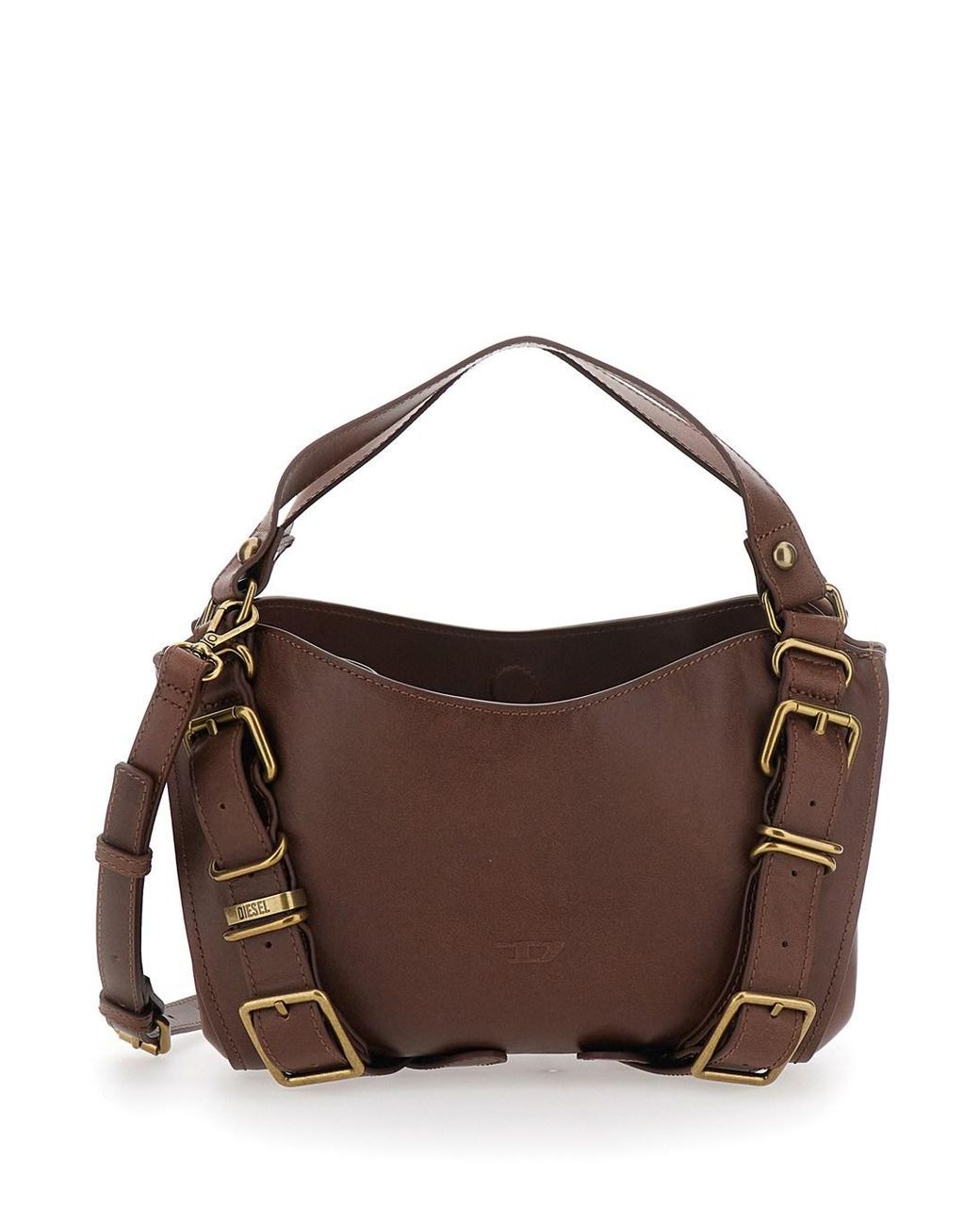 DIESEL Brown 'D-One' Shoulder Bag With Logo On The Front And Decorativ