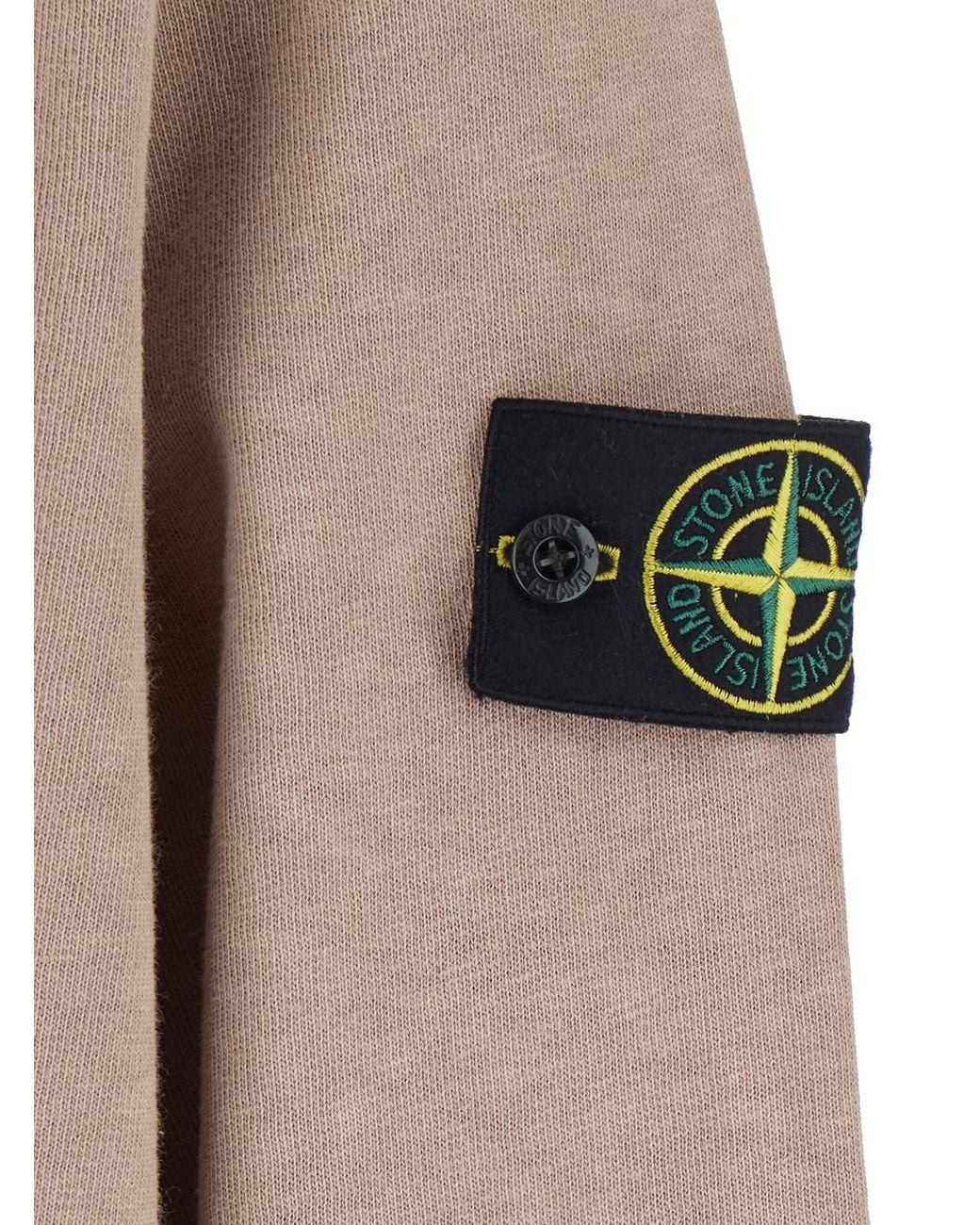 Stone Island Natural Crewneck Sweatshirt With Dropped Shoulders And Logo for men