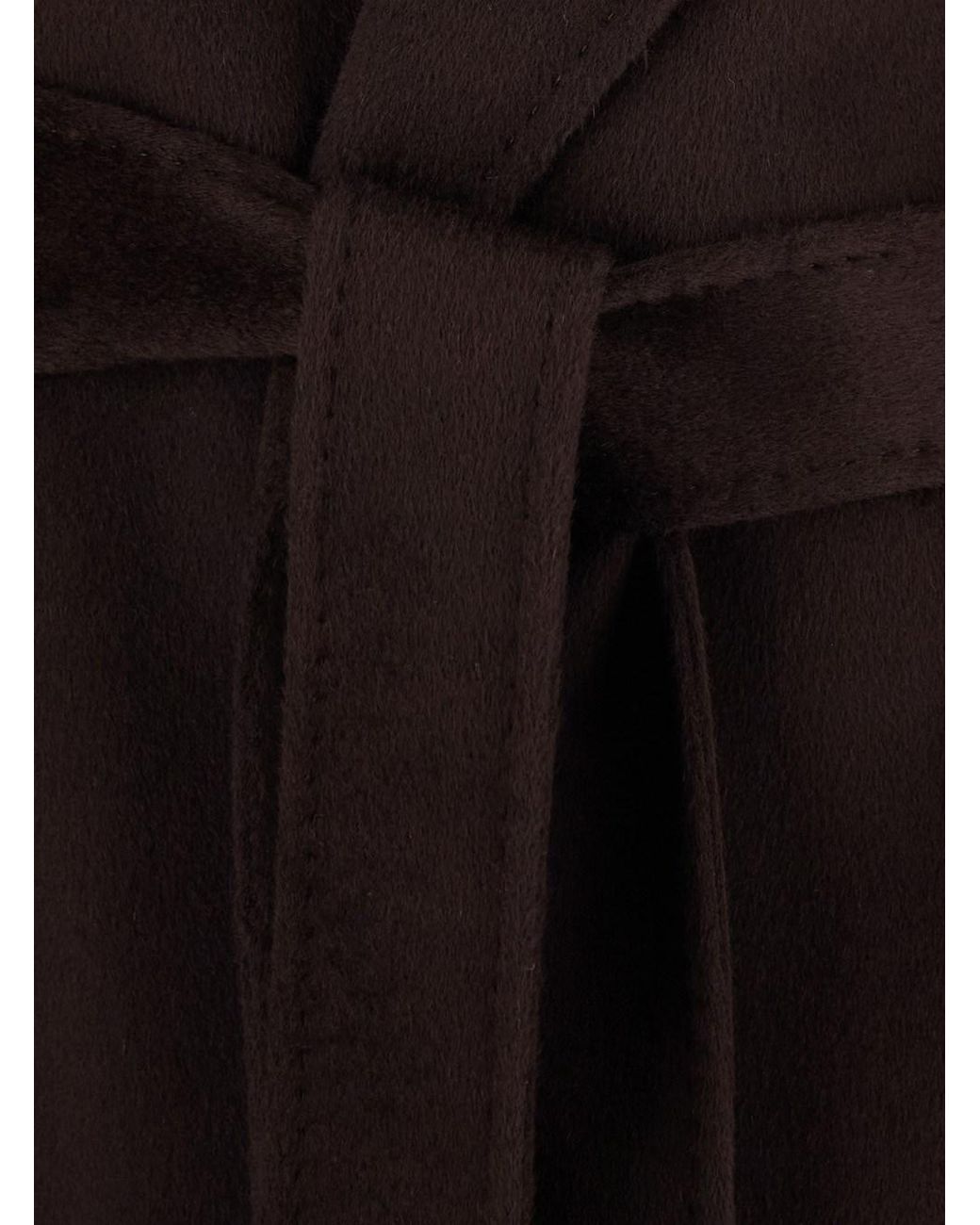 Elisabetta Franchi Black Belted Coat Tech Fabric