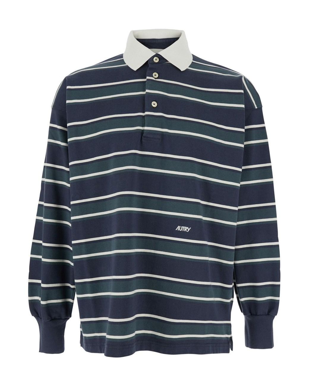 Autry Blue Polo Shirt With Striped Motif for men