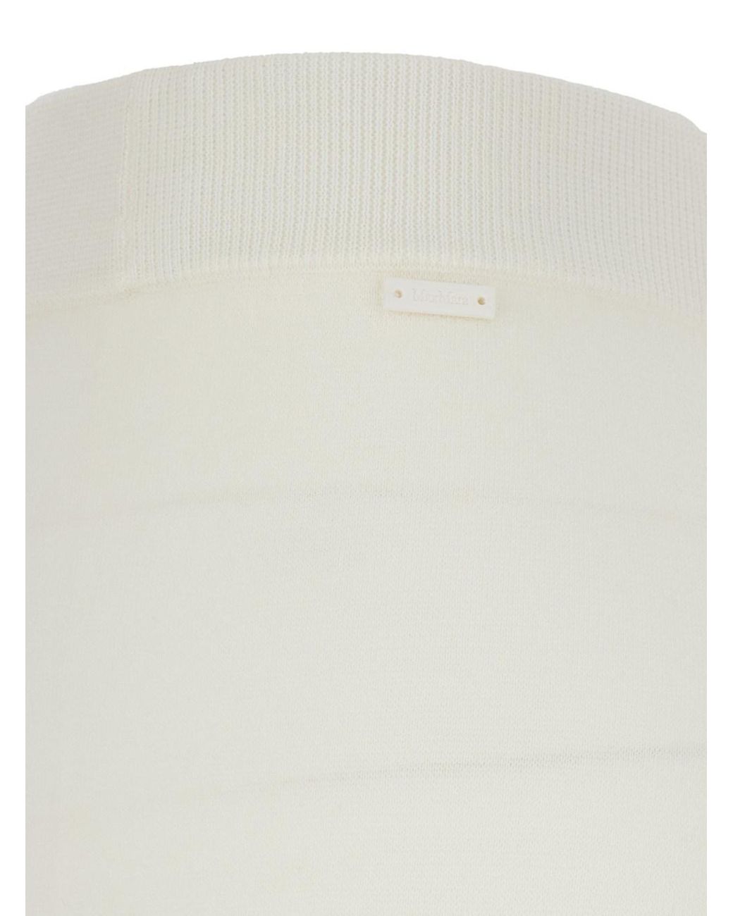Max Mara White Wool Wide Leg Pants With Elastic Waist Virgin Trousers