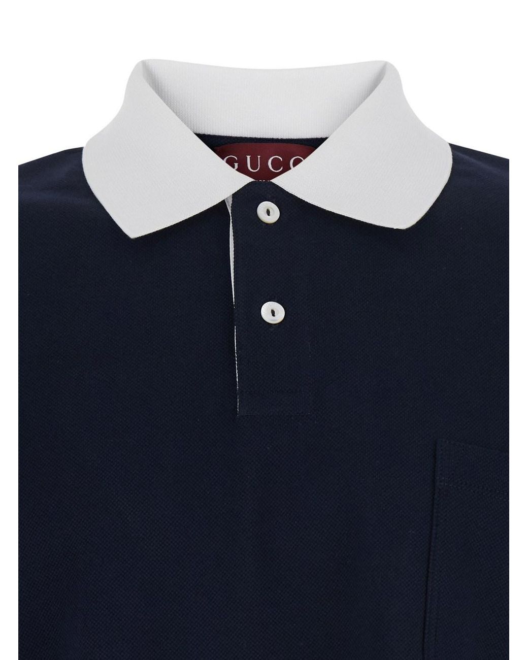 Gucci Blue T-Shirt Piquet Web Cotton T-Shirts for men