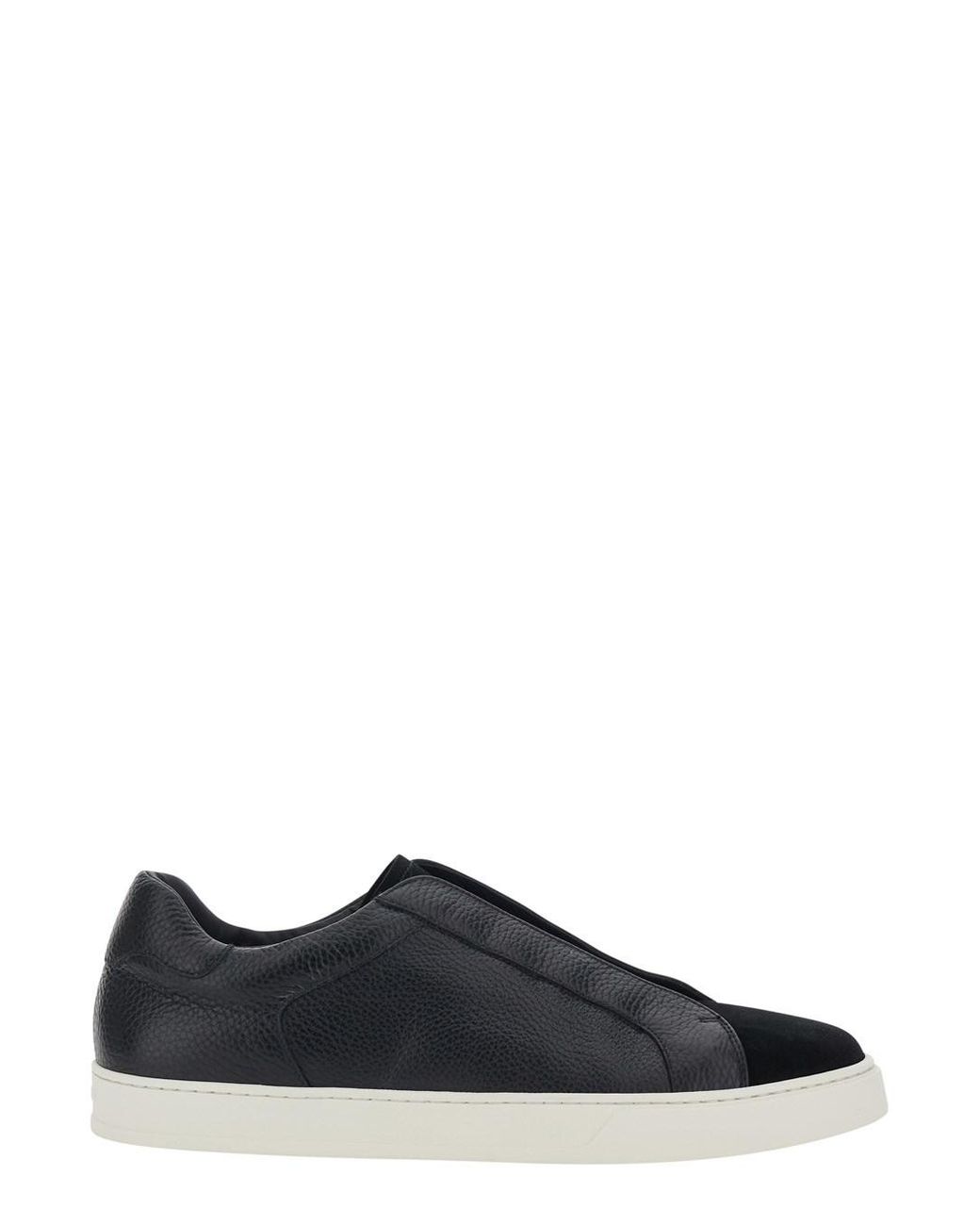 Doucal's Black 'Spencer' Low Top Sneakers With Slip-On Design for men