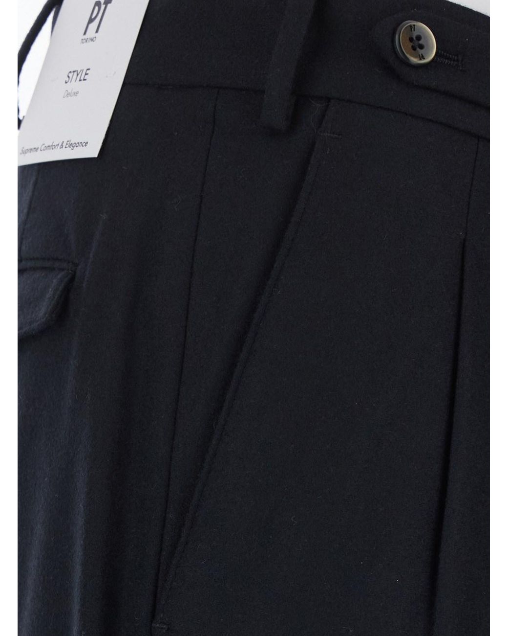 PT Torino Blue Pants With Belt Loops And Front Pleats for men