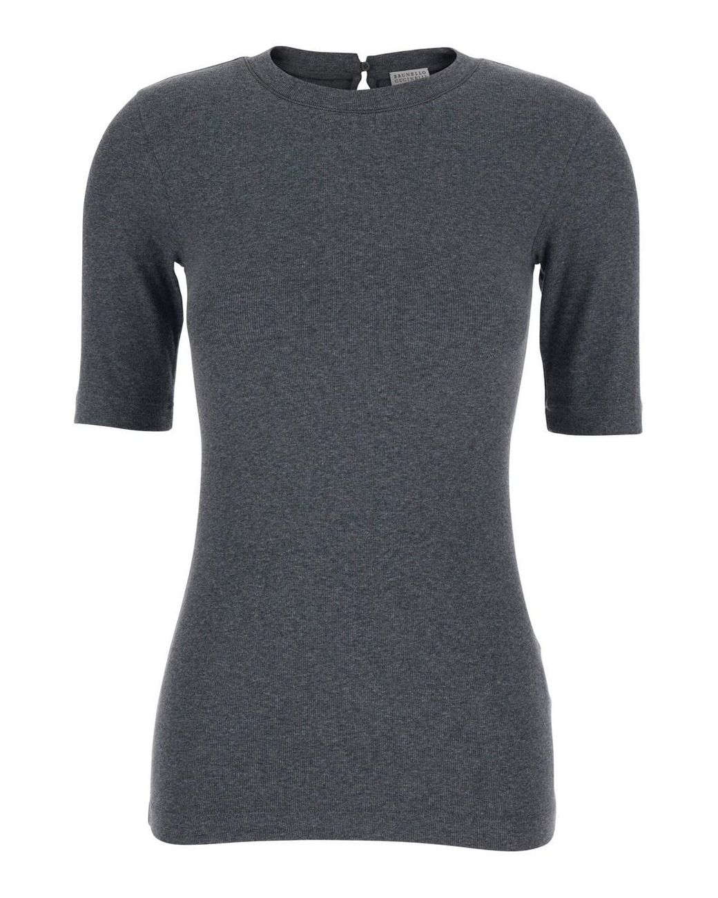 Brunello Cucinelli Gray T-Shirt With Round Neck And Three-Quarter Sleeve