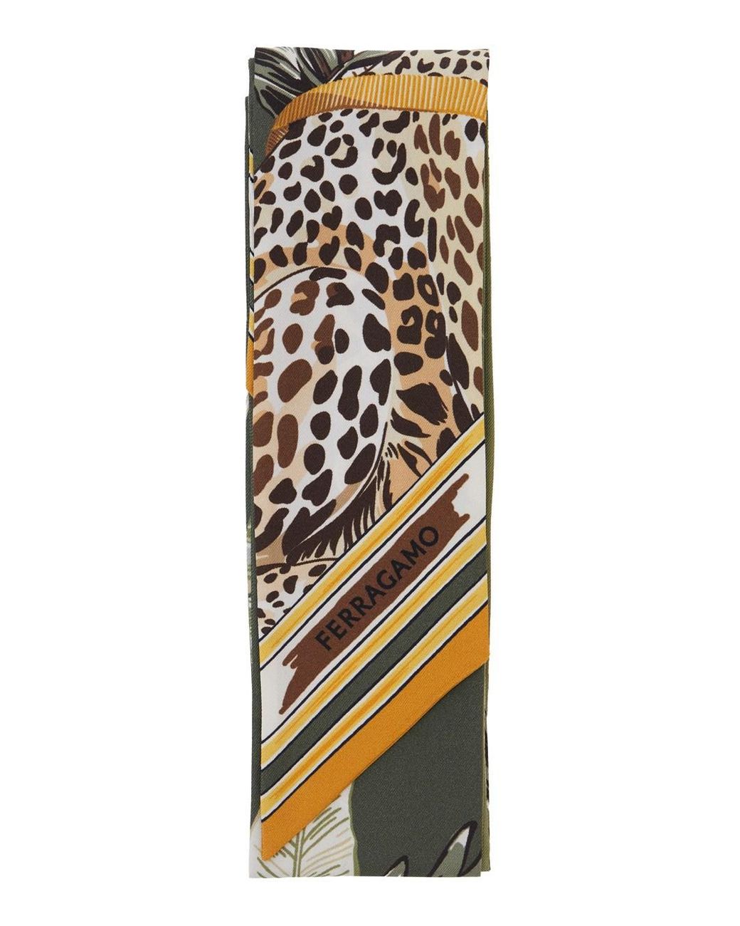 Ferragamo Natural Scarf Twilly Printed Silk