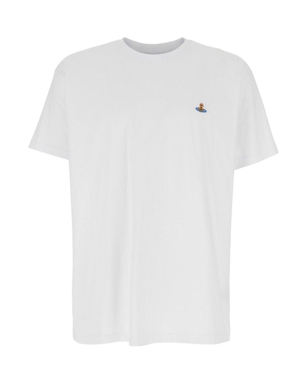 Vivienne Westwood White Crew Neck T-Shirt With Orb Logo Detail On Front